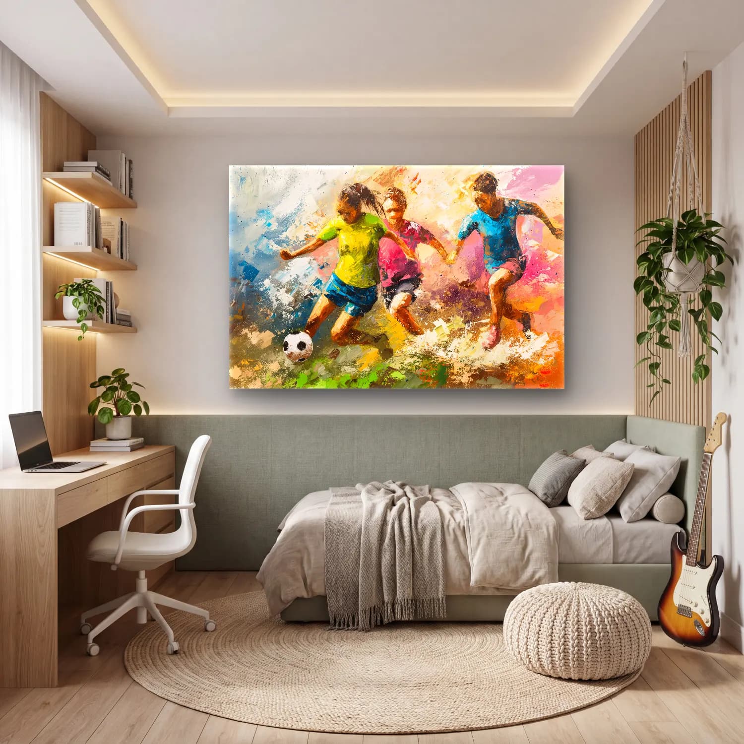 Yağlı Boya Tenis – Pastel Tonlar cam tablo — genç odasında
