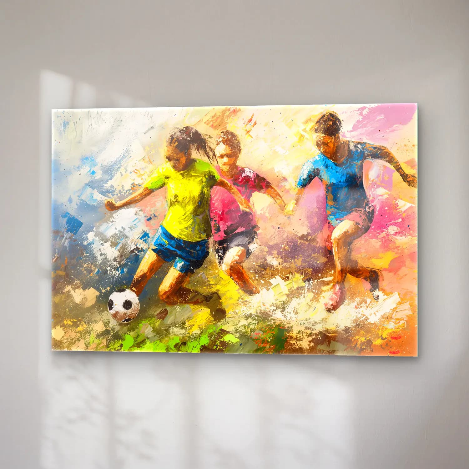 Yağlı Boya Tenis – Pastel Tonlar cam tablo — sağ açıdan görünüm