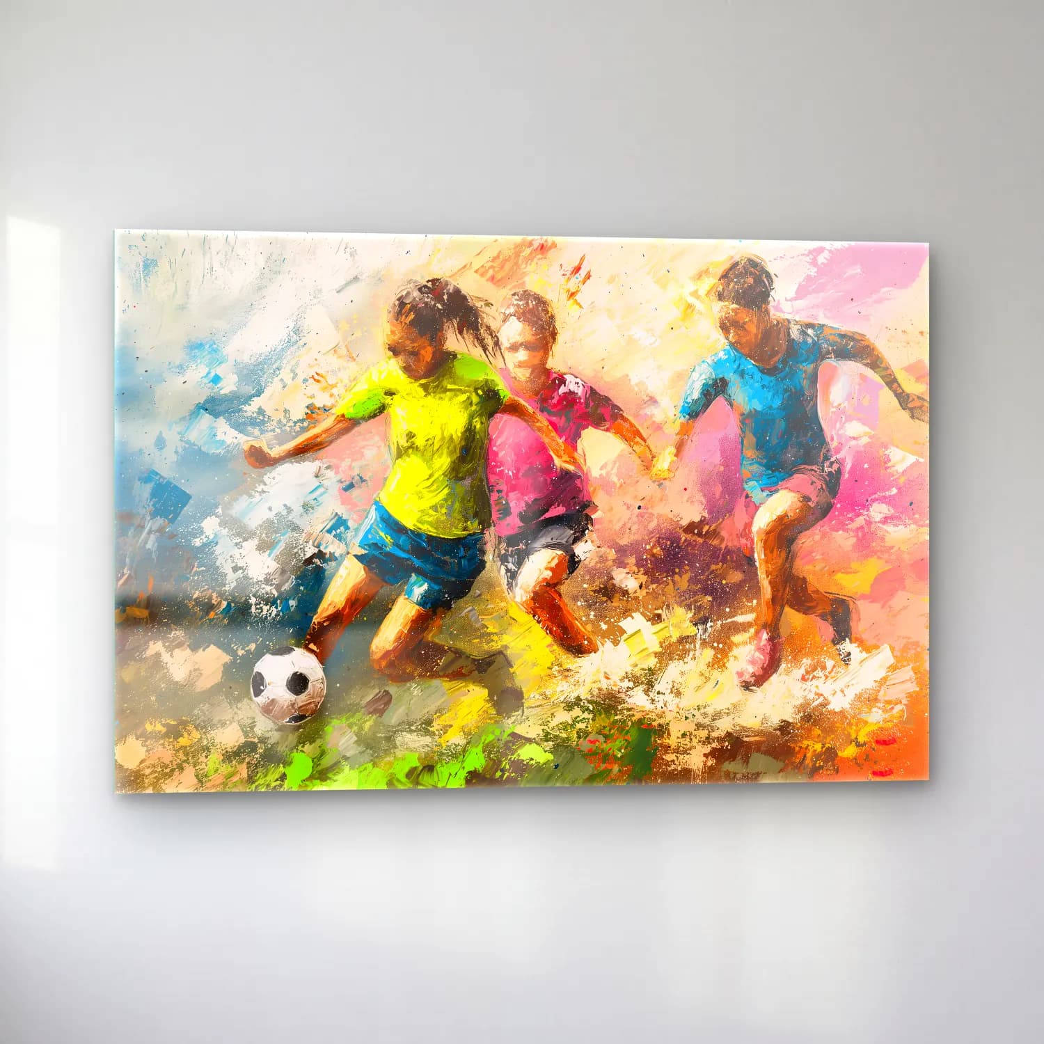 Yağlı Boya Tenis – Pastel Tonlar cam tablo — sol açıdan görünüm