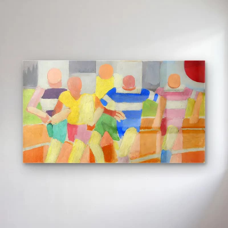 Robert Delaunay – Runners – Sarı Tonlar cam tablo — Robert Delaunay – Runners – Sarı Tonlar — modern soyut dansçılar
