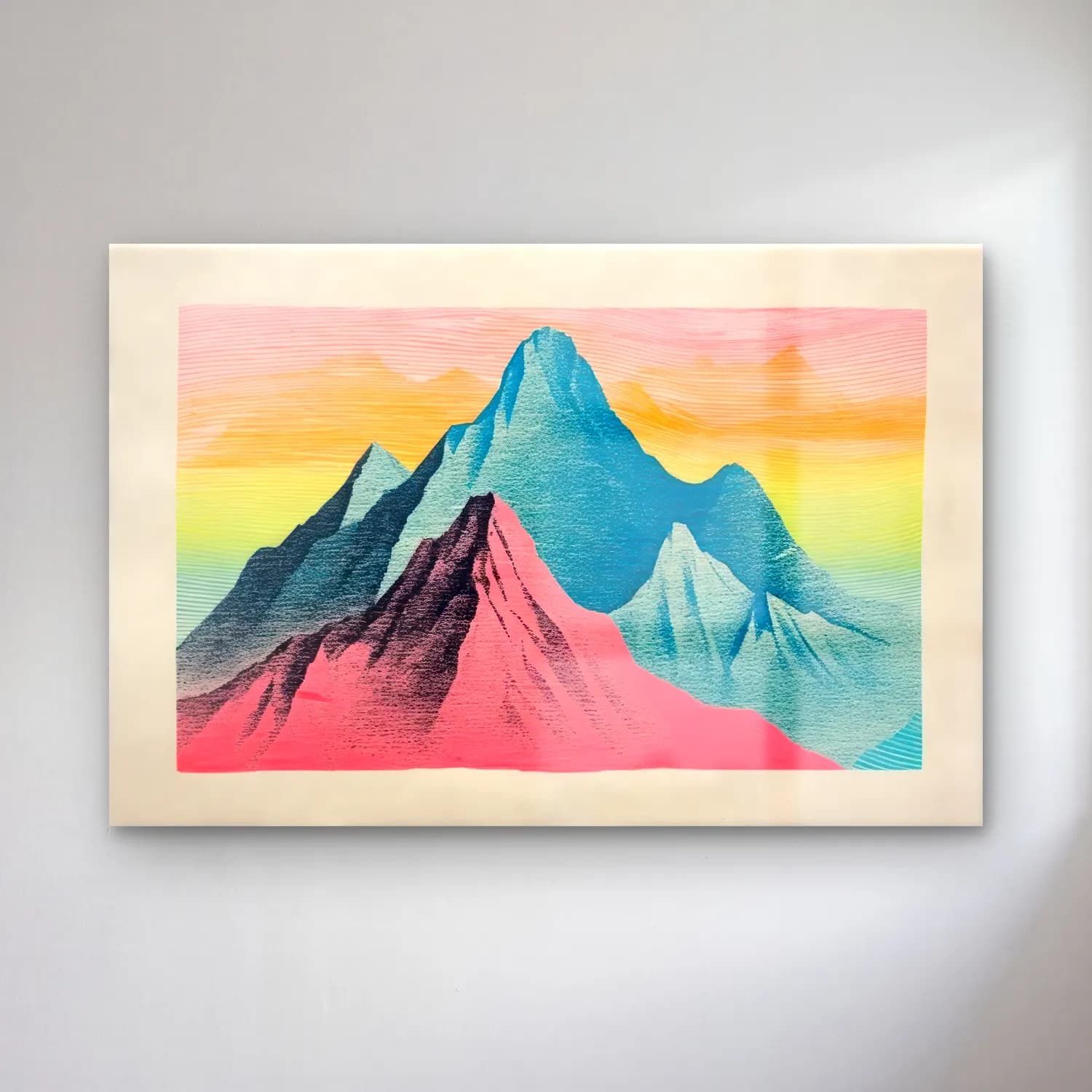 Pastel Dağ Manzarası cam tablo — Pastel Dağ Manzarası — pastel dağ manzarası