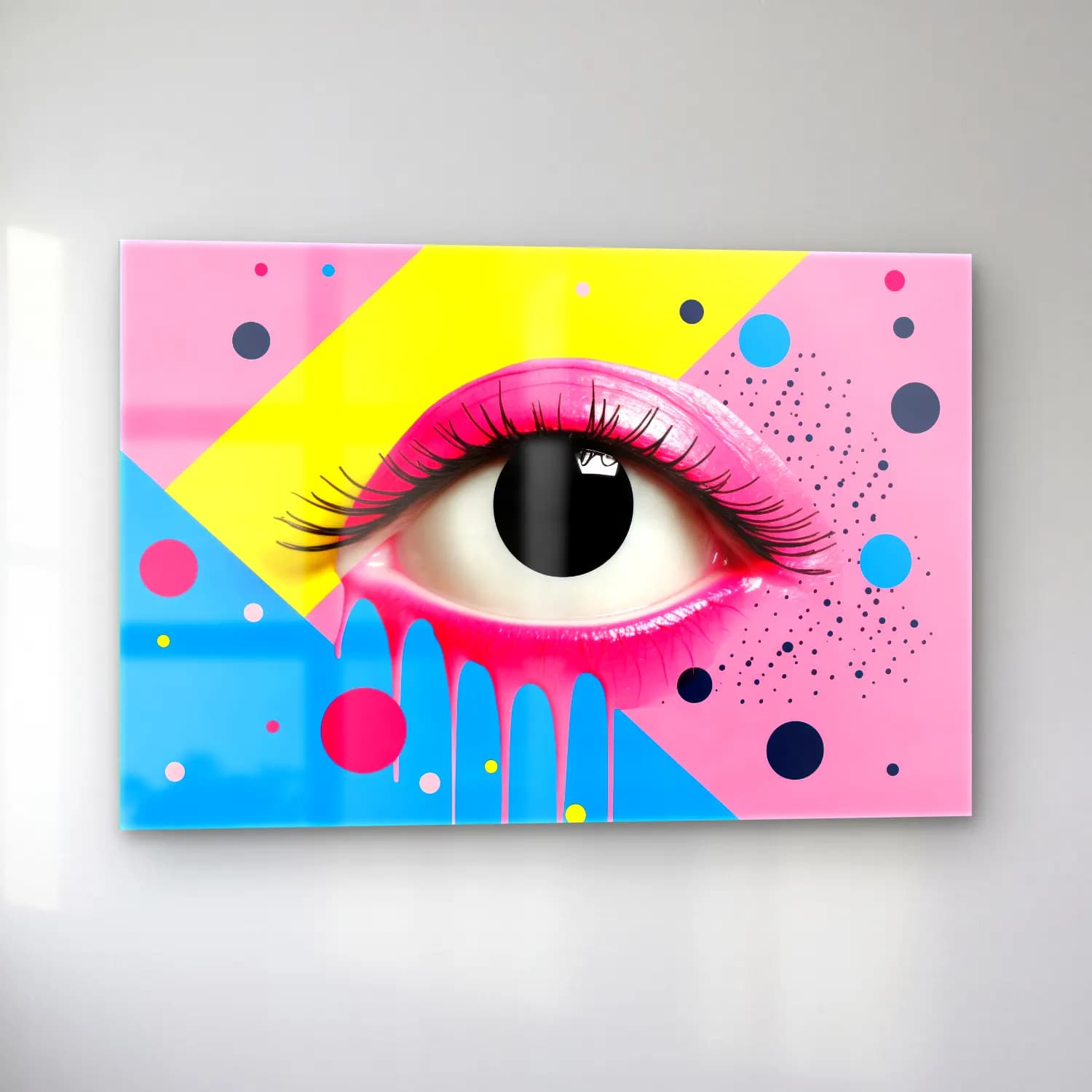 Pop Art Soyut Yüz – Pembe Tonlar cam tablo — sol açıdan görünüm