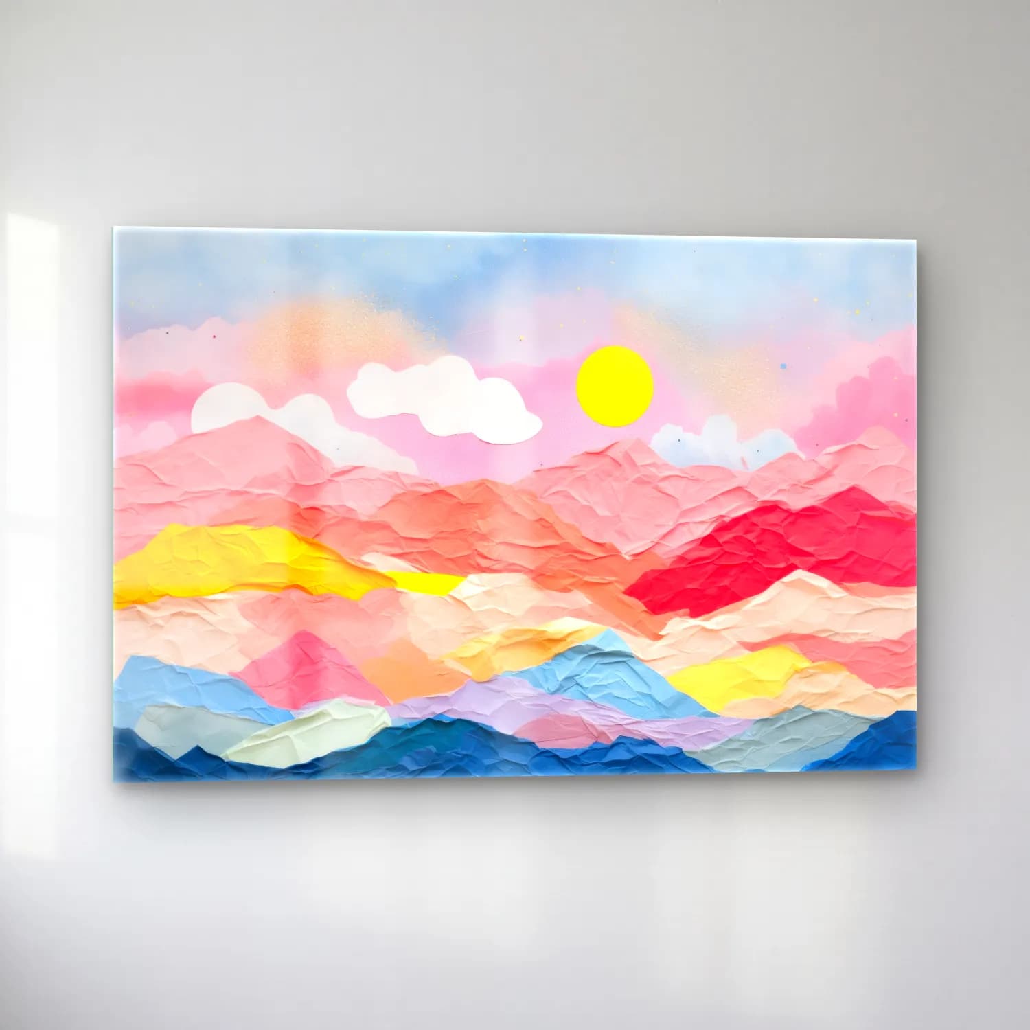 Pastel Renk Alanları No. 12 cam tablo — sol açıdan görünüm