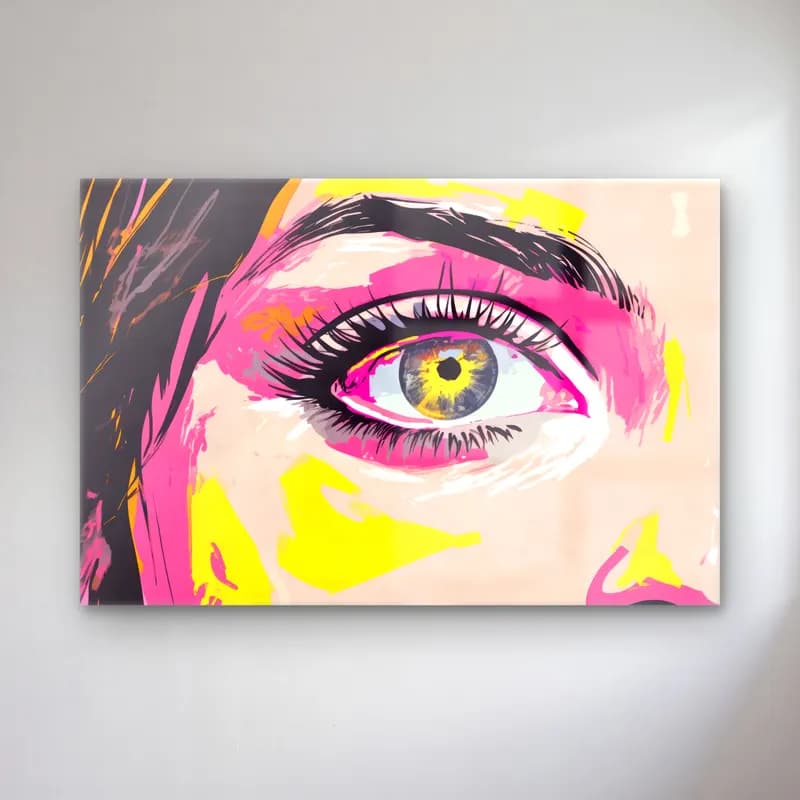 Pop Art Soyut Yüz – Sarı Tonlar cam tablo — Pop Art Soyut Yüz – Sarı Tonlar — pop art soyut yüz
