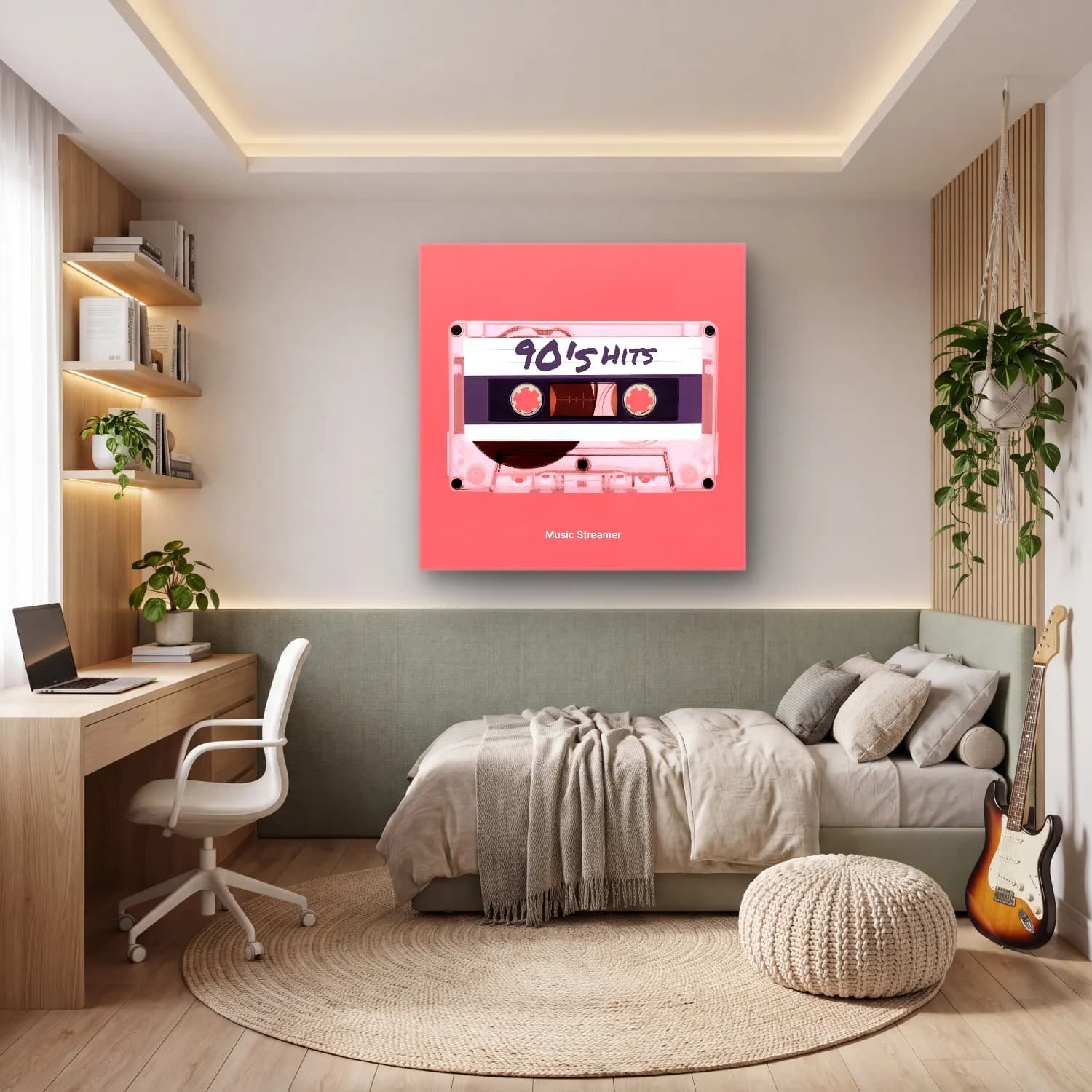 Pastel Plak cam tablo — genç odasında