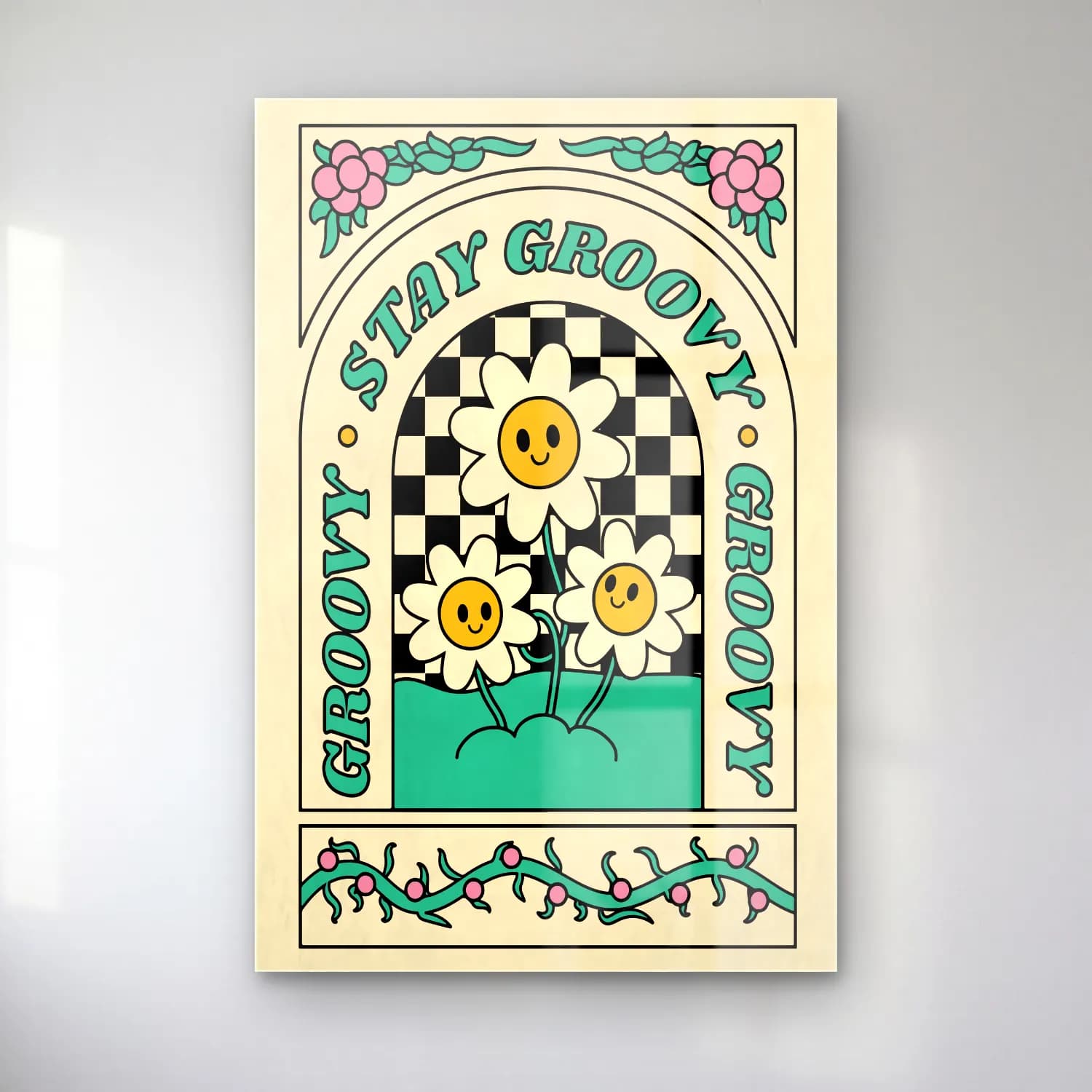 Retro Dama Deseni No. 11 cam tablo — Retro Dama Deseni No. 11 — retro dama deseni