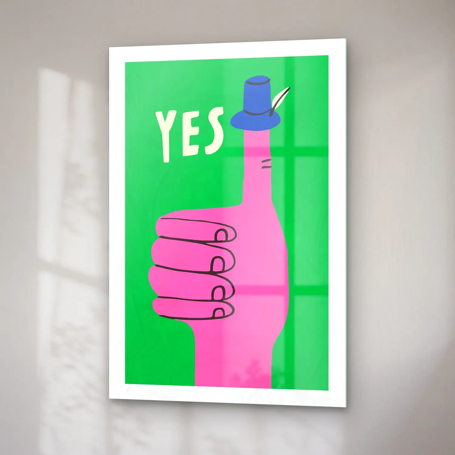 Pop Art Eller cam tablo — sağ açıdan görünüm