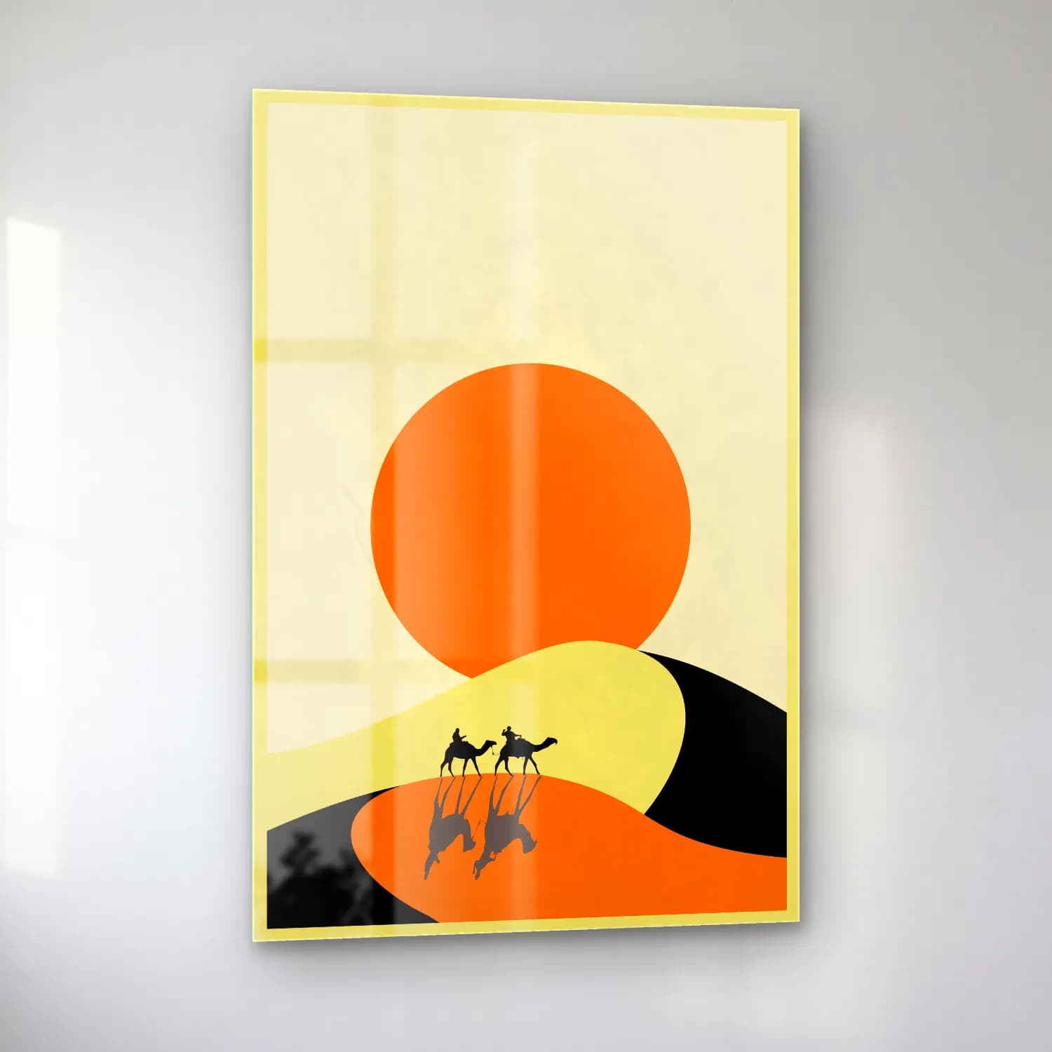 Vintage Poster Çöl Kumulları cam tablo — sol açıdan görünüm