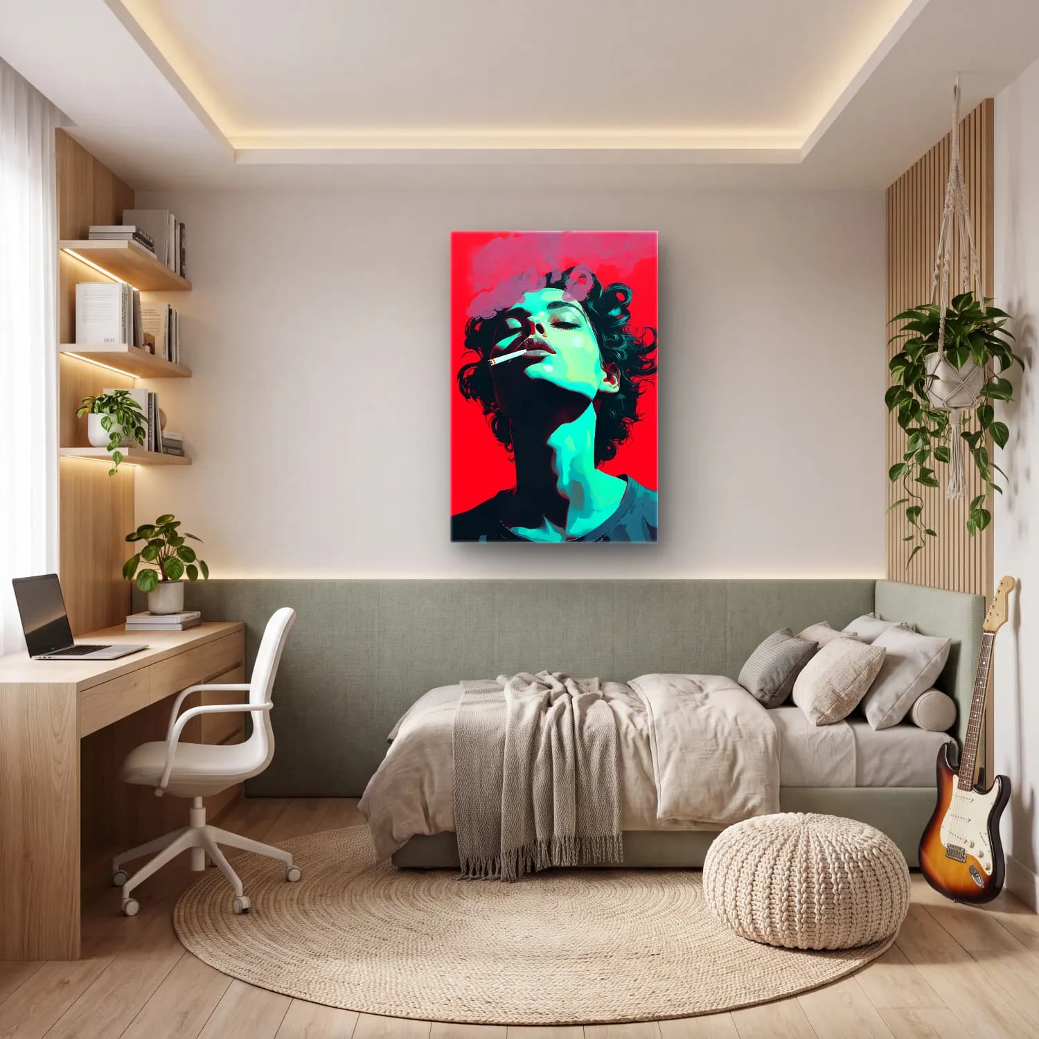 Pop Art Kadın Portresi cam tablo — genç odasında