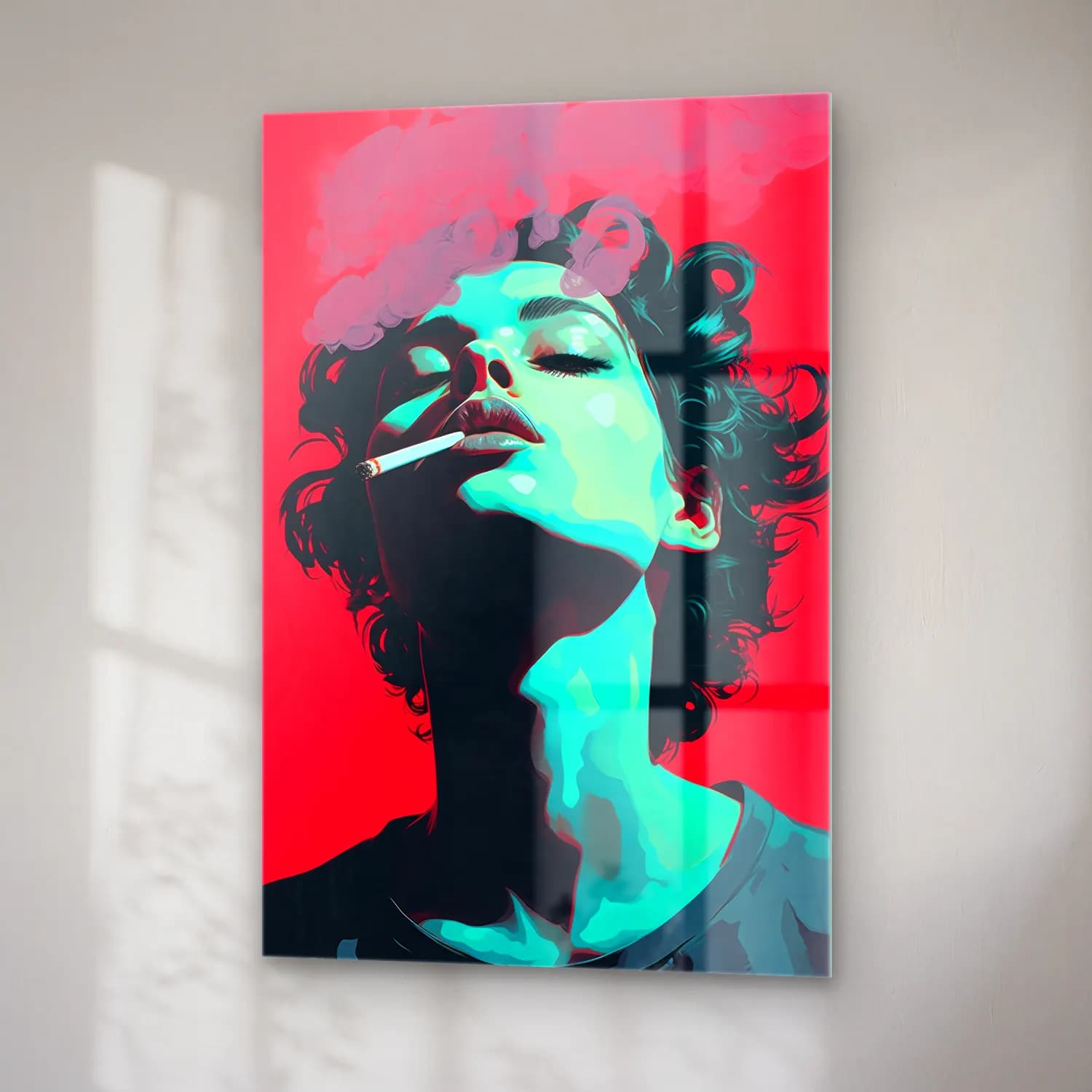 Pop Art Kadın Portresi cam tablo — sağ açıdan görünüm