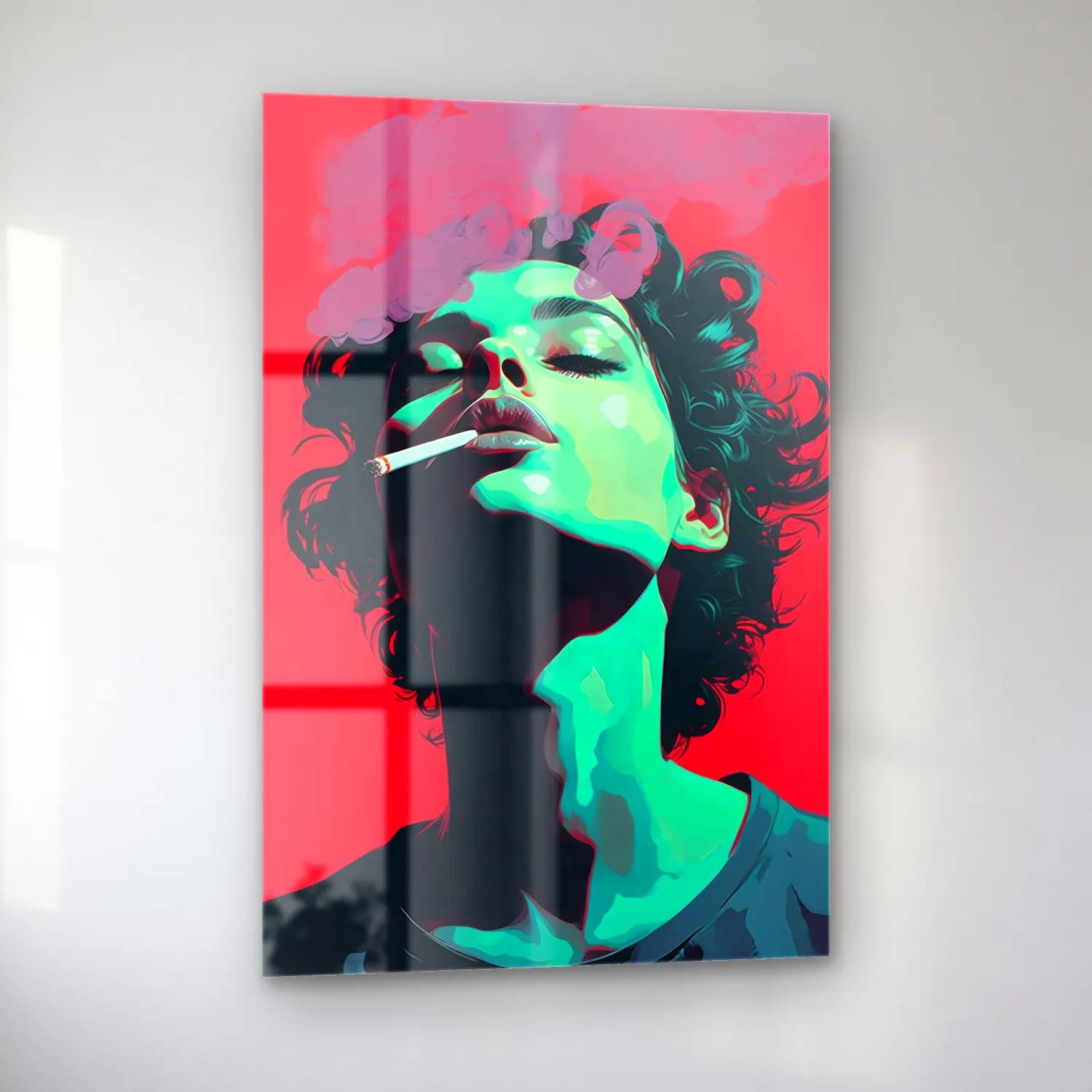 Pop Art Kadın Portresi cam tablo — sol açıdan görünüm