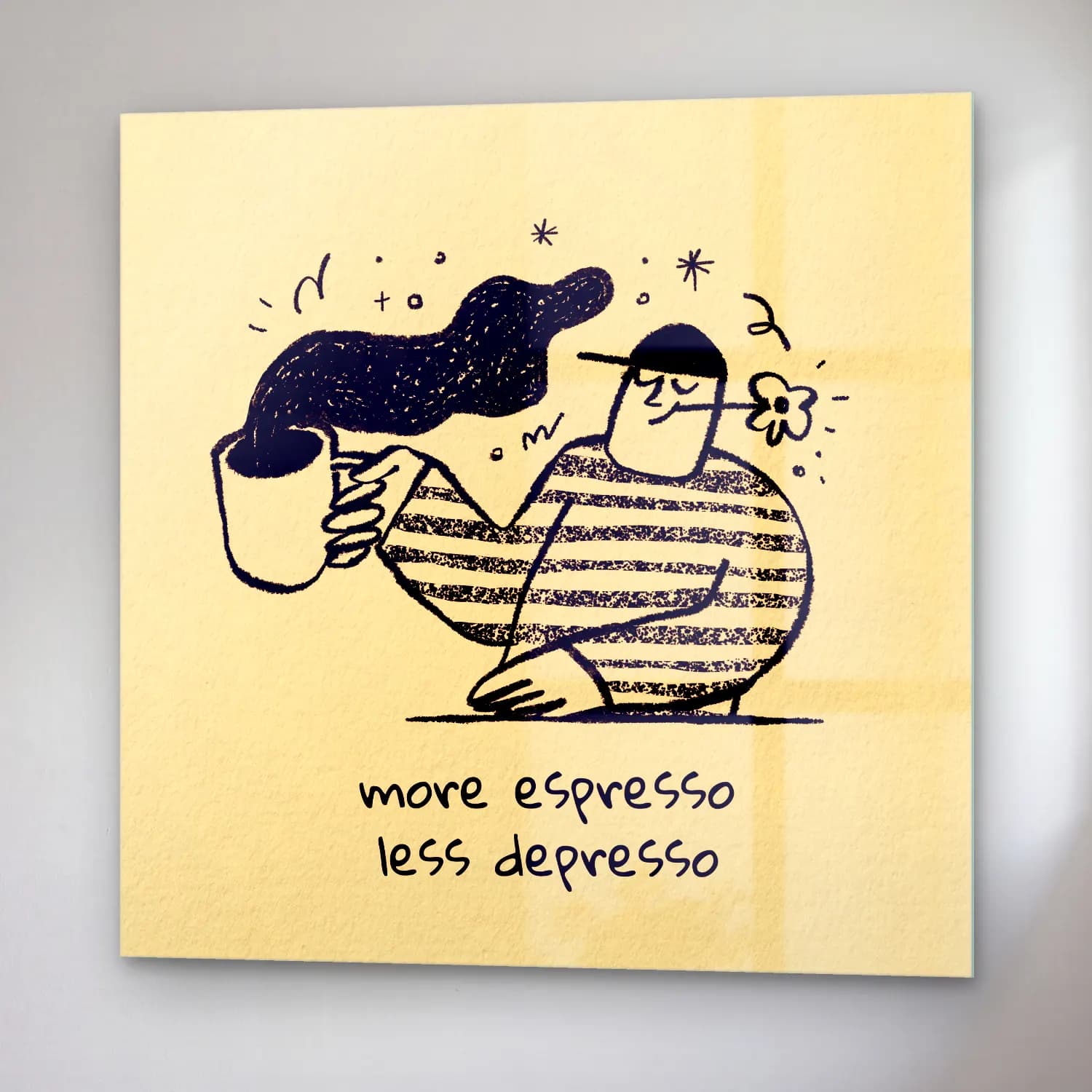 Vintage Kahve Fincanı No. 9 cam tablo — sağ açıdan görünüm