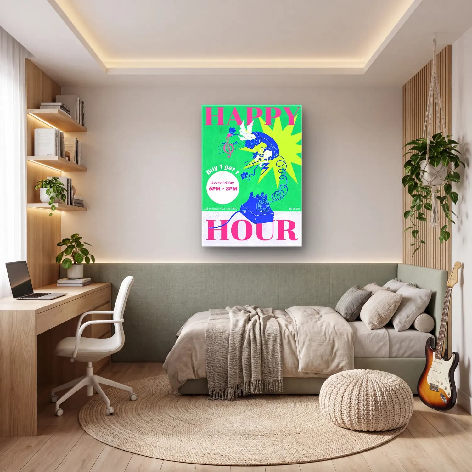 Vintage Poster Melek – Pembe Tonlar cam tablo — genç odasında