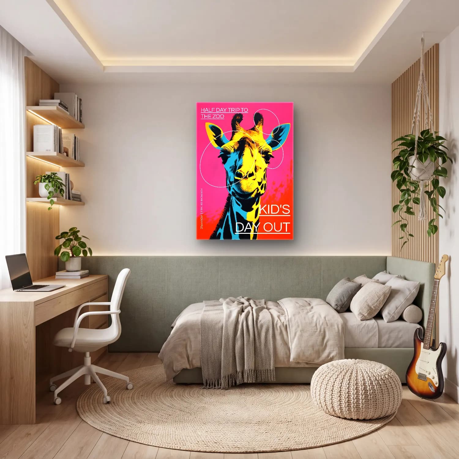 Vintage Poster Zürafa cam tablo — genç odasında