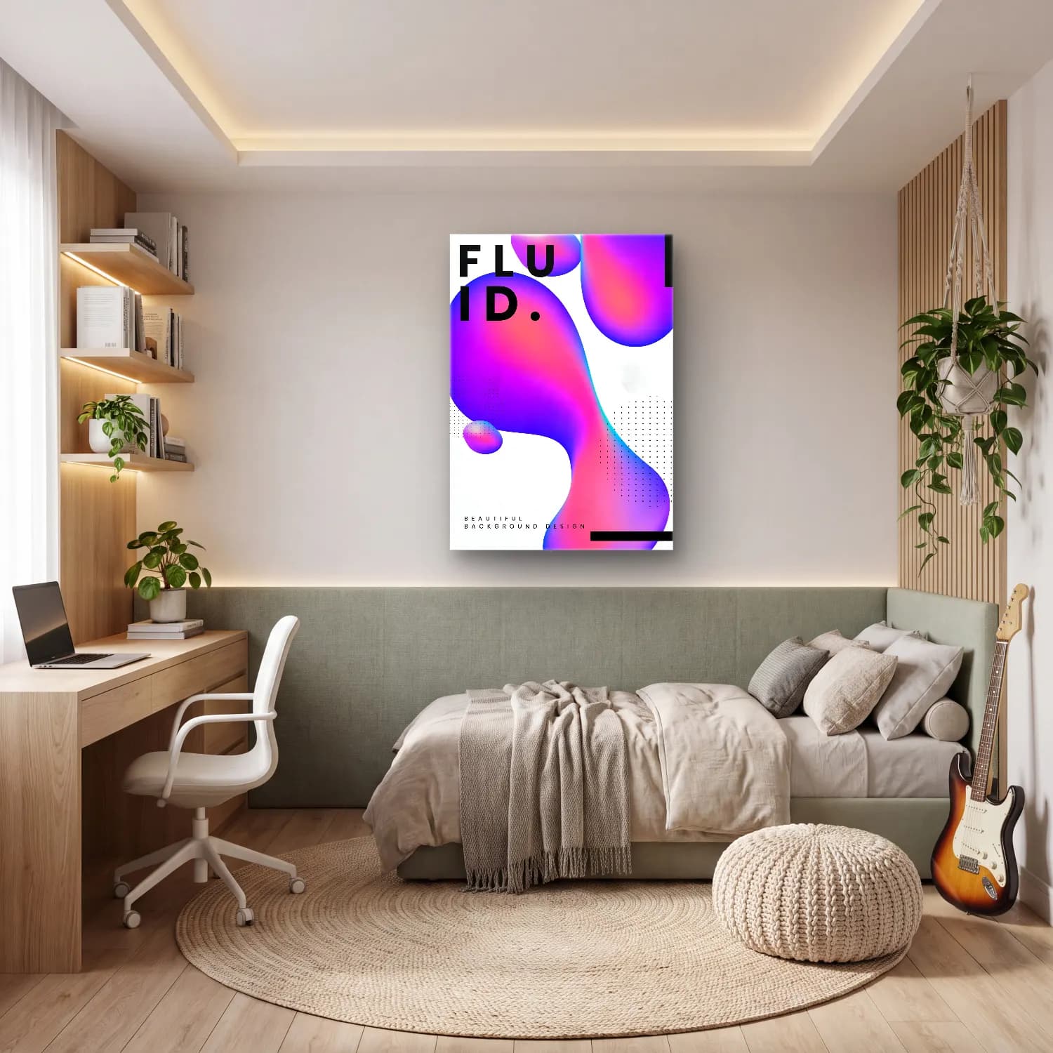 Maksimalist Soyut Formlar – Pembe Tonlar cam tablo — genç odasında