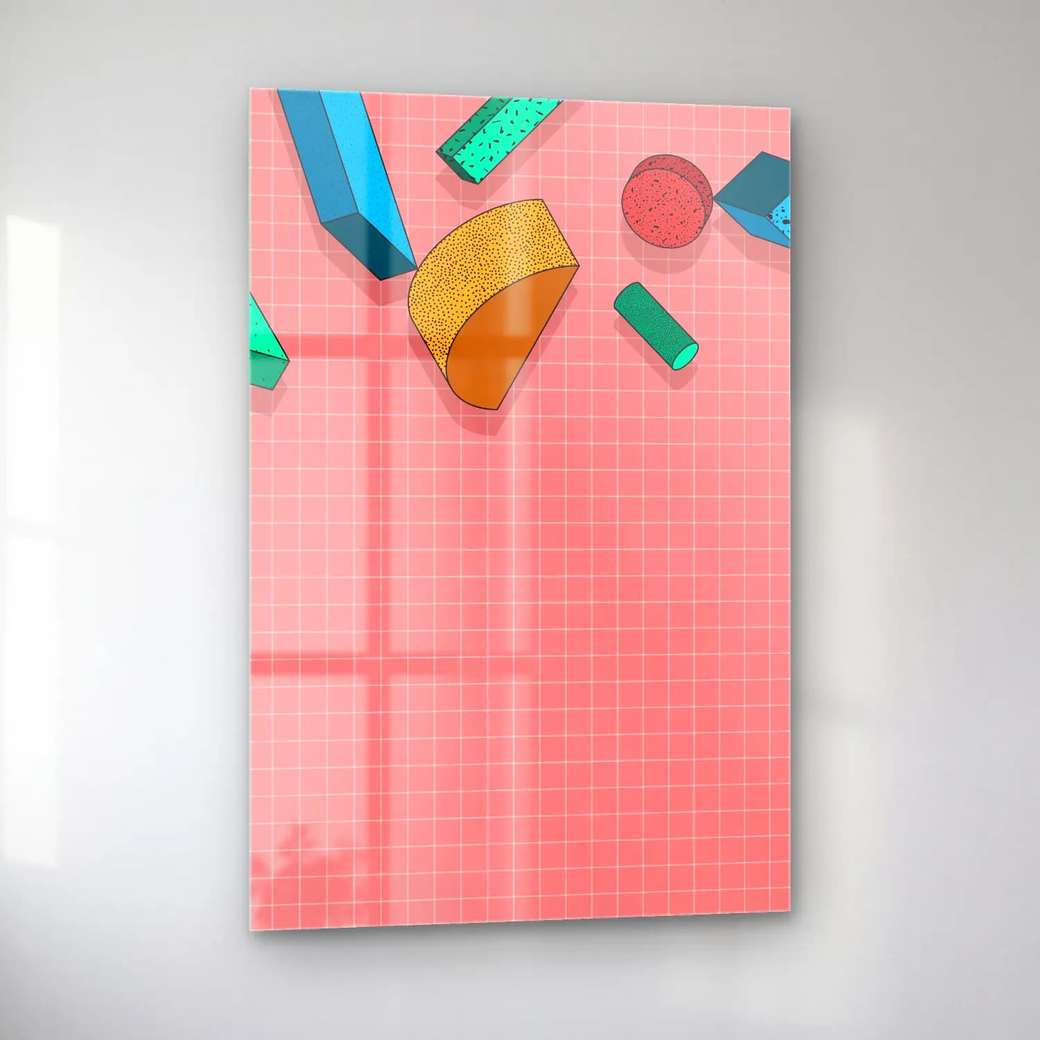 Pastel Soyut Formlar No. 5 cam tablo — sol açıdan görünüm