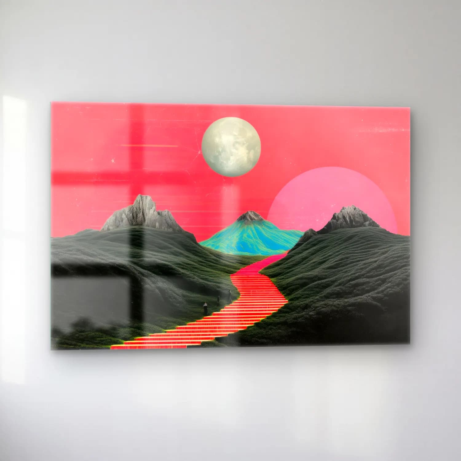 Pastel Soyut Manzara No. 9 cam tablo — sol açıdan görünüm