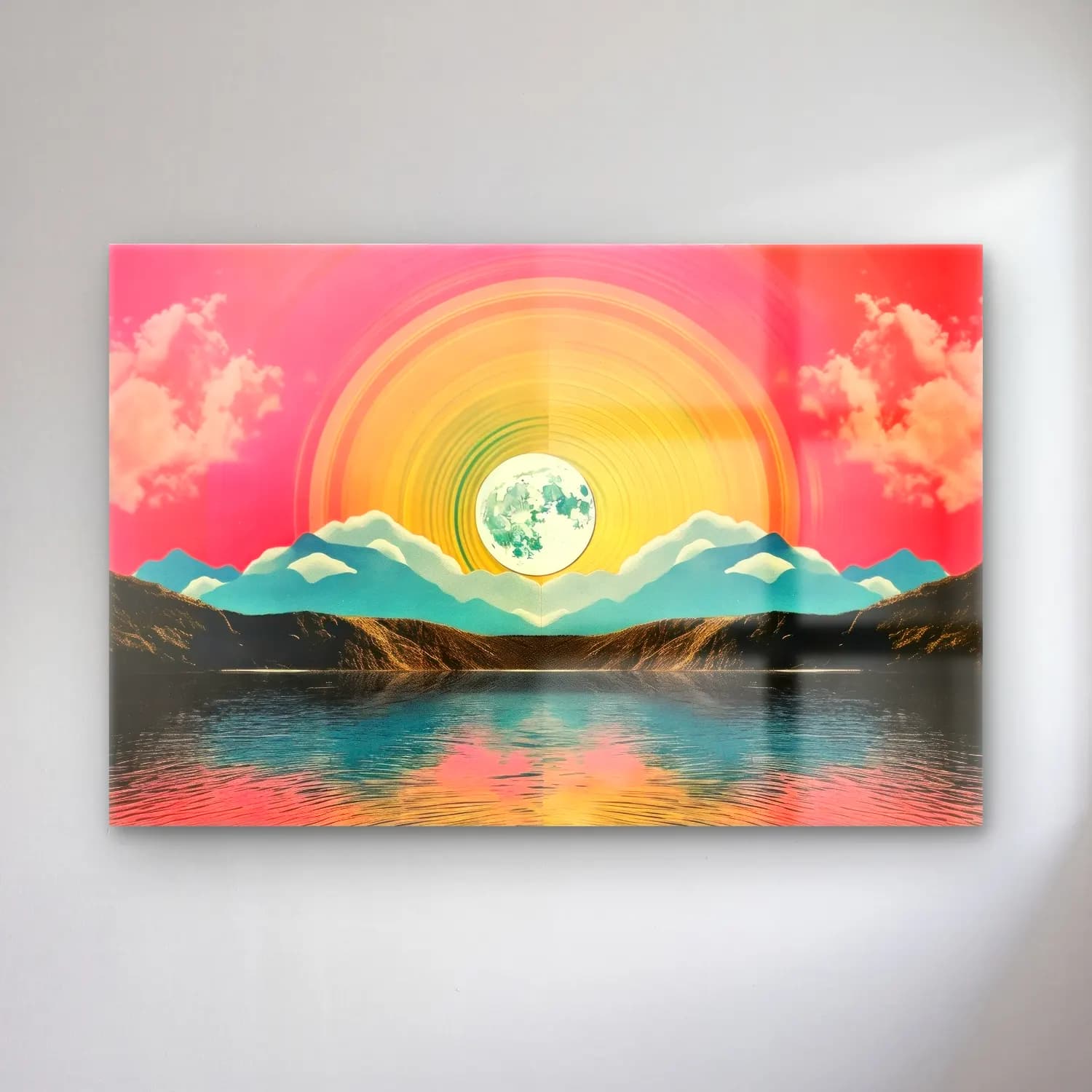 Pastel Ay ve Gece – Turkuaz Tonlar cam tablo — Pastel Ay ve Gece – Turkuaz Tonlar — pastel ay ve gece