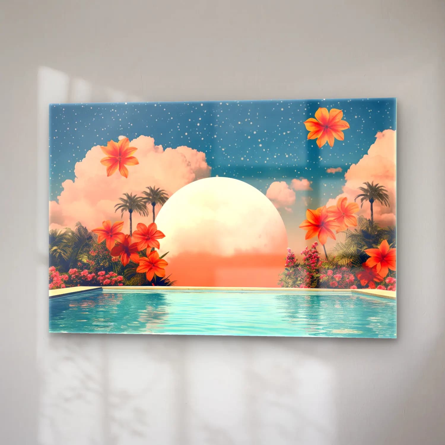 Pastel Ay ve Gece No. 6 cam tablo — sağ açıdan görünüm