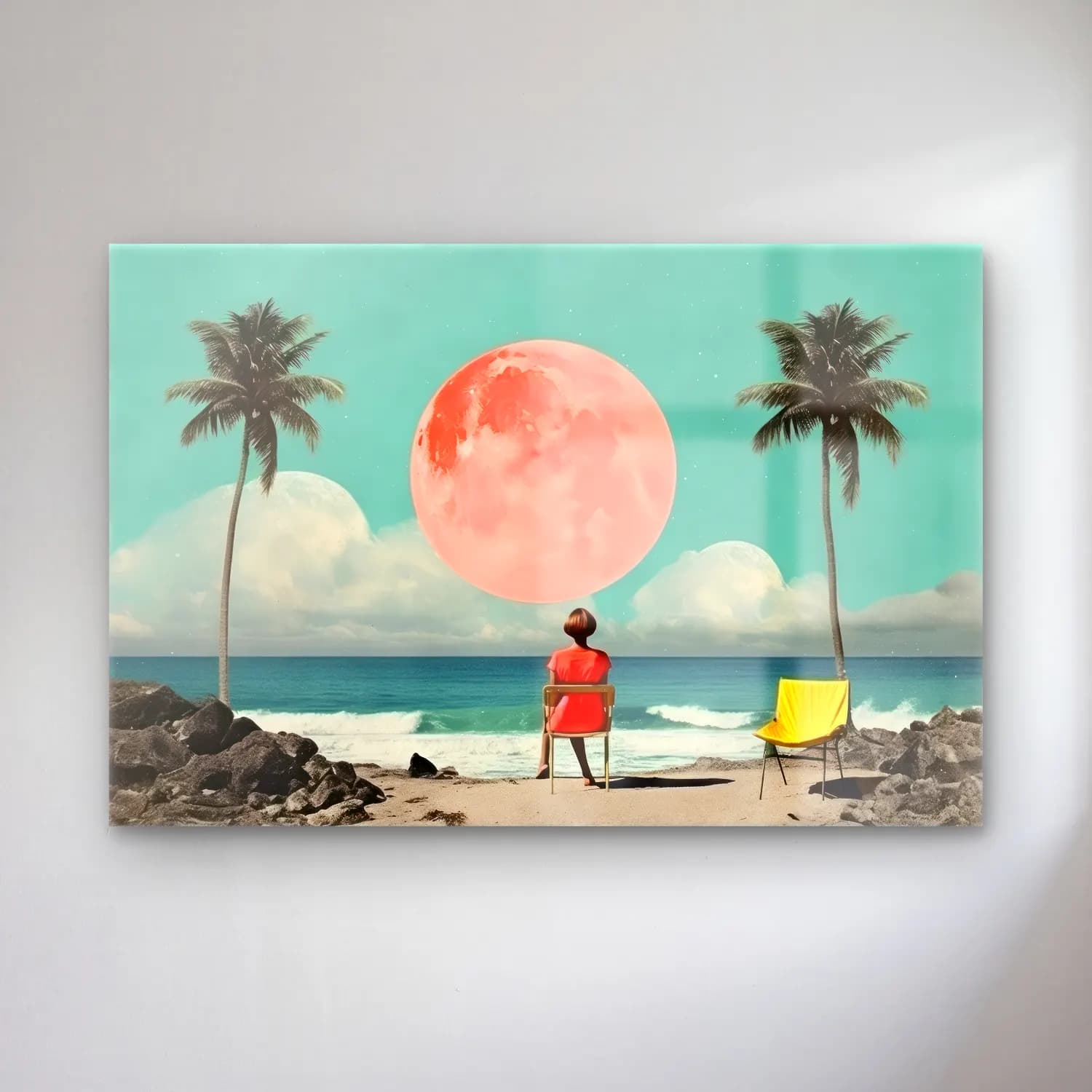 Pastel Sahilde İnsanlar cam tablo — Pastel Sahilde İnsanlar — pastel sahilde i̇nsanlar