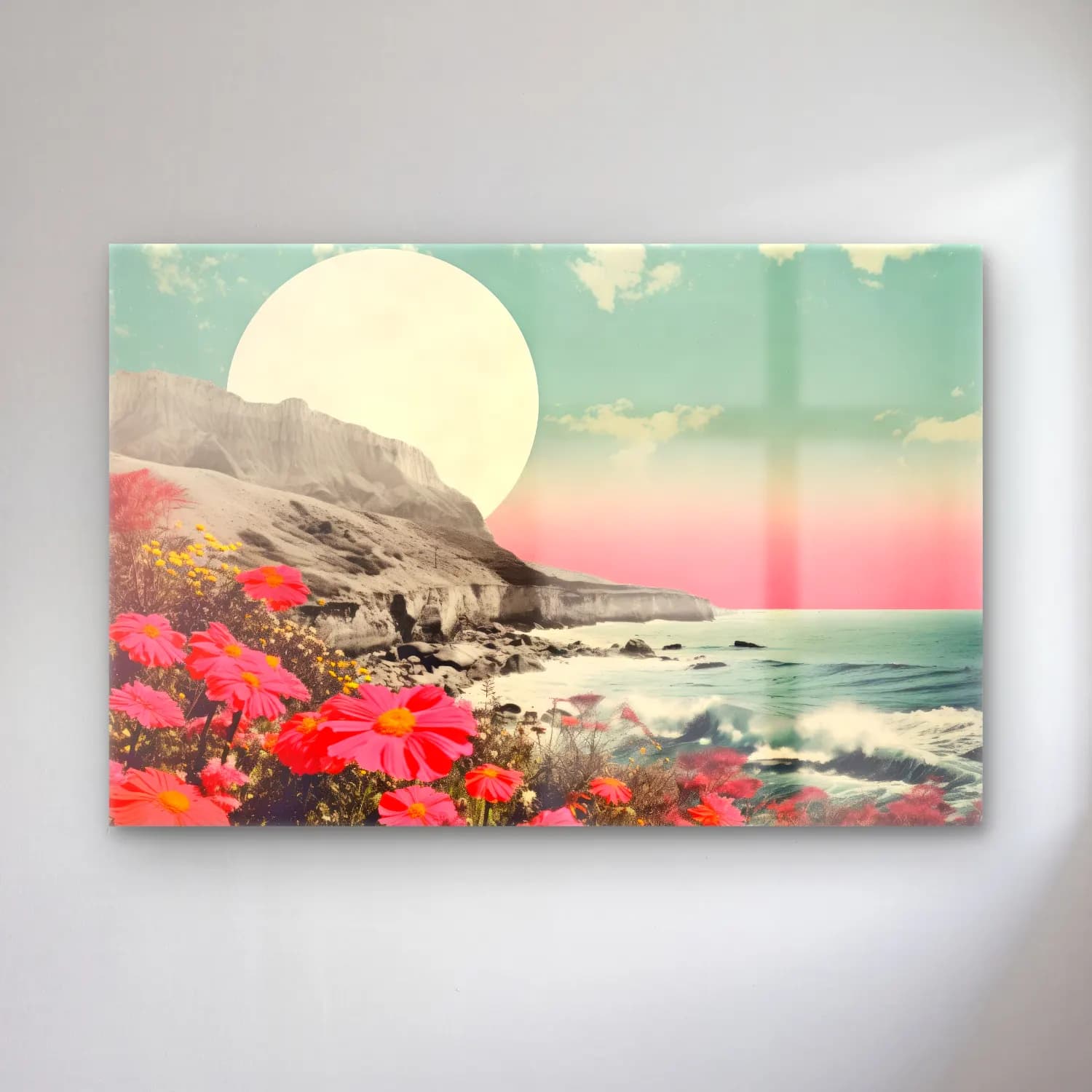 Pastel Dalgalı Sahil cam tablo — Pastel Dalgalı Sahil — pastel dalgalı sahil