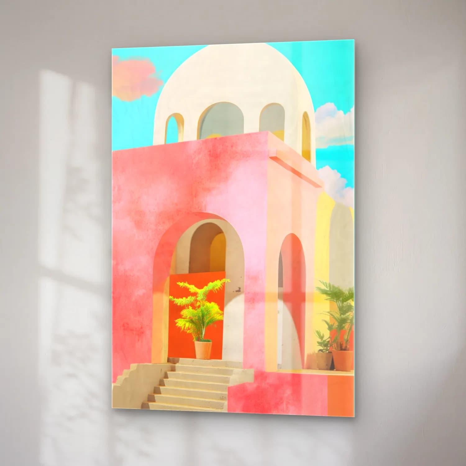 Pastel Katedral cam tablo — sağ açıdan görünüm