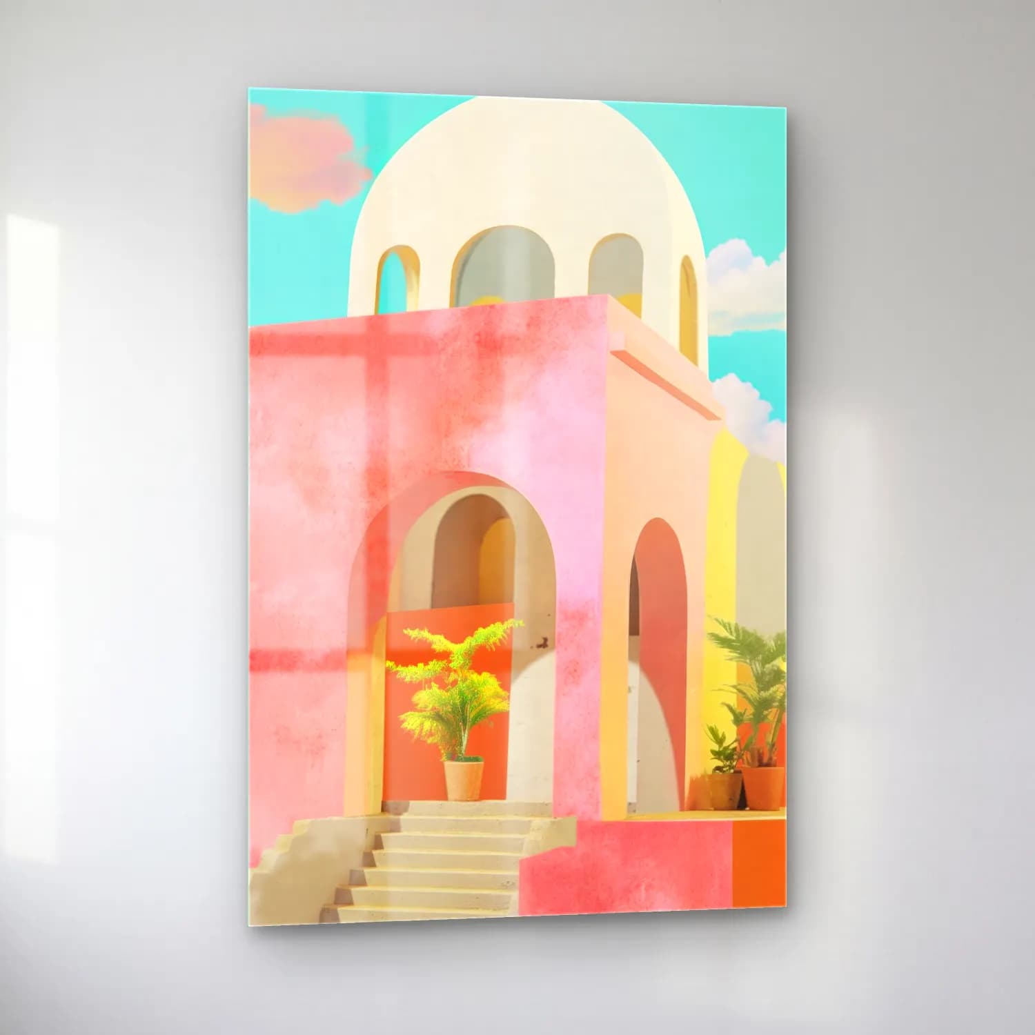 Pastel Katedral cam tablo — sol açıdan görünüm