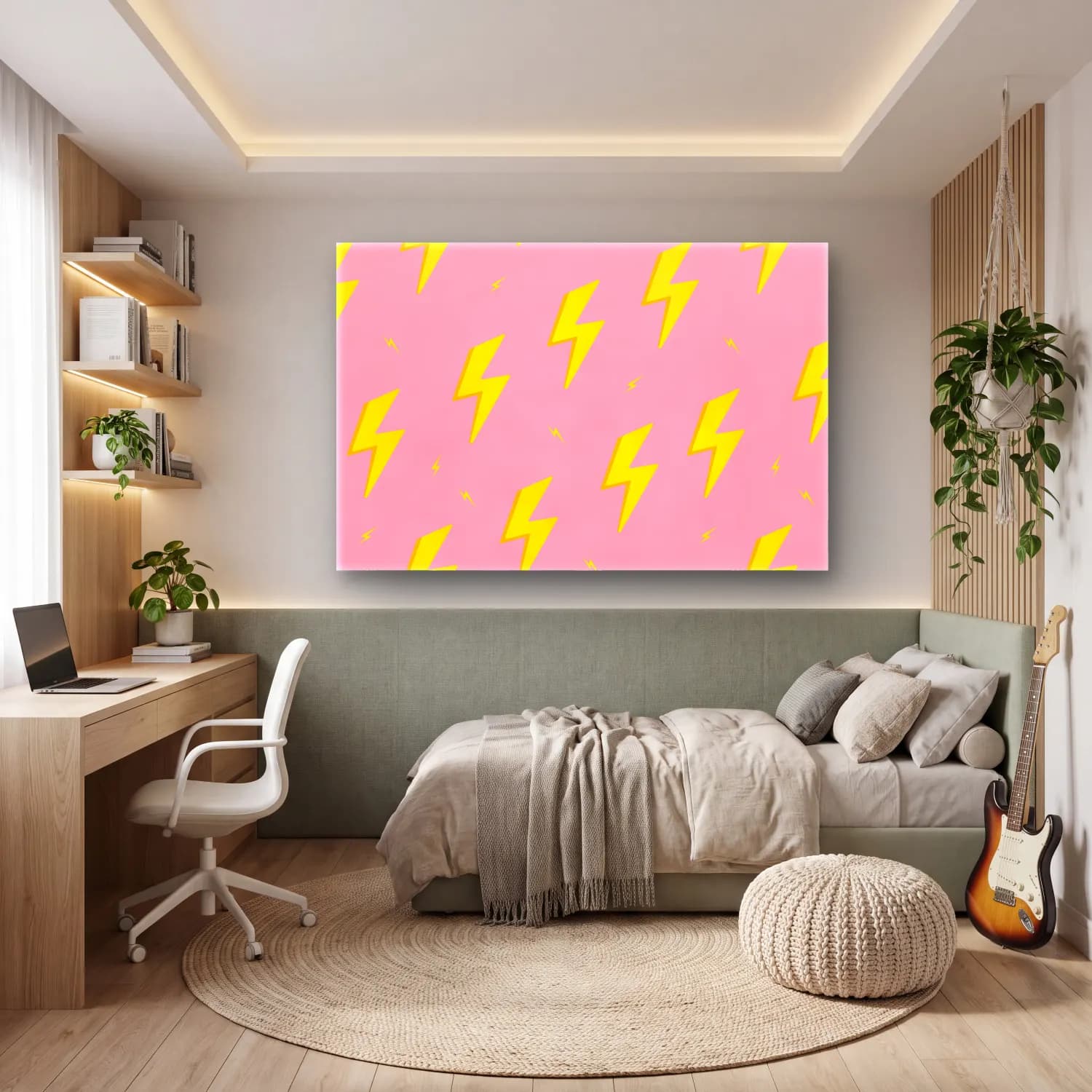 Pastel Çiçek Deseni No. 44 cam tablo — genç odasında