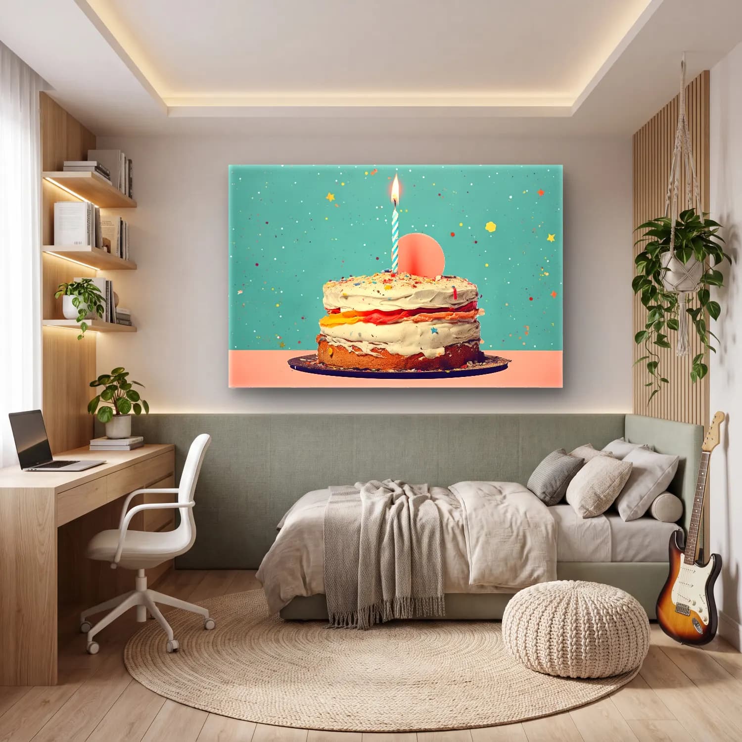 Pastel Tatlılar – Turkuaz Tonlar cam tablo — genç odasında