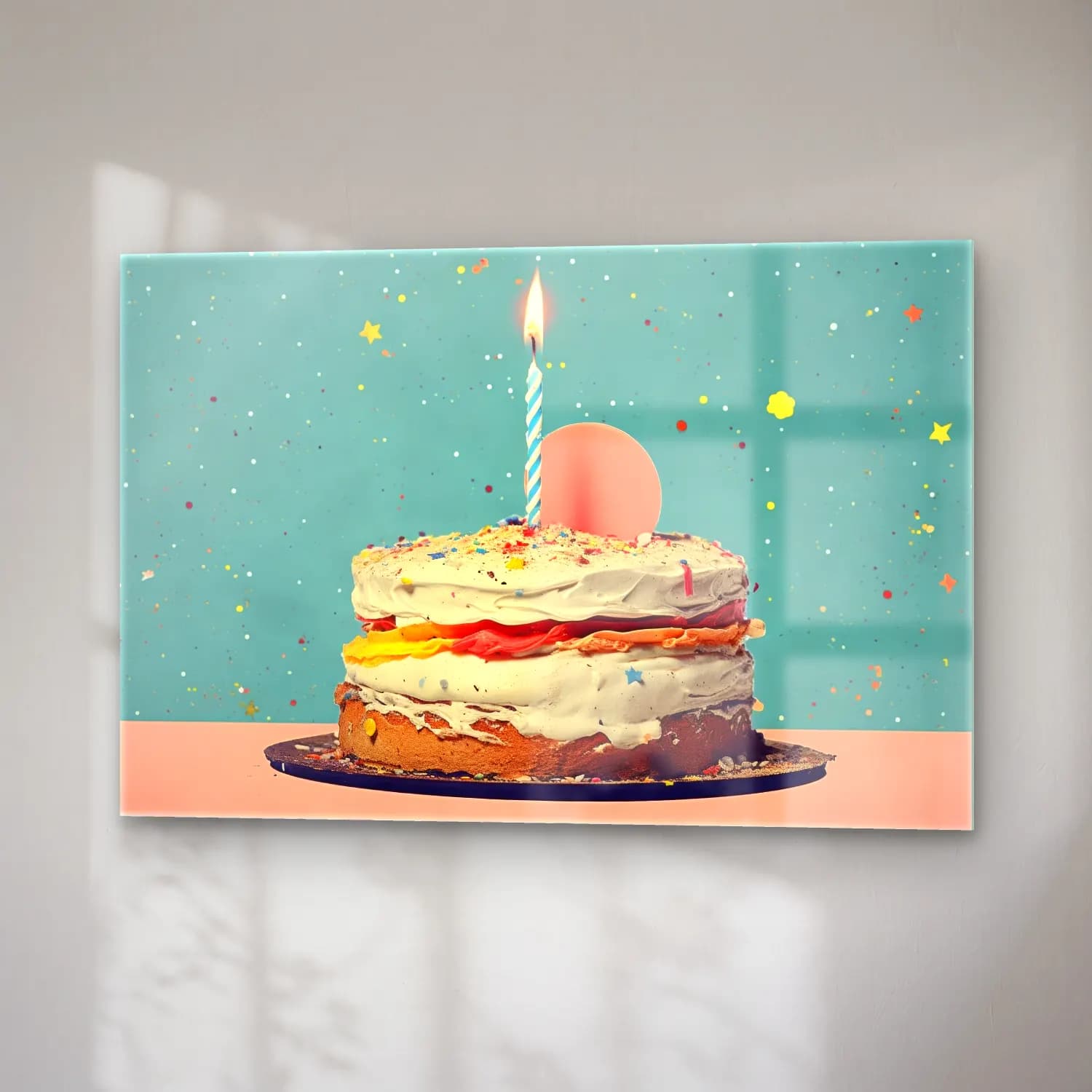 Pastel Tatlılar – Turkuaz Tonlar cam tablo — sağ açıdan görünüm