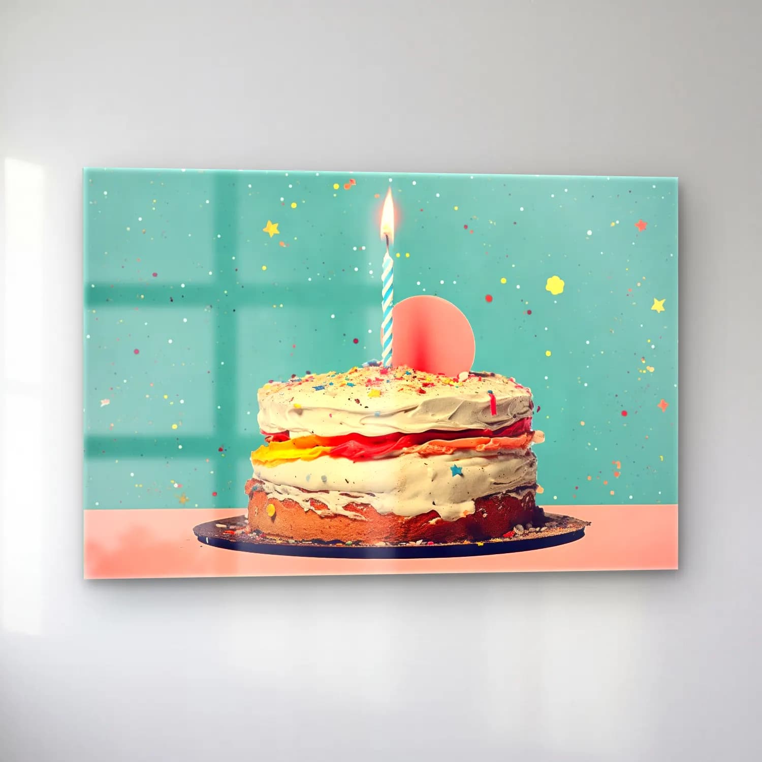 Pastel Tatlılar – Turkuaz Tonlar cam tablo — sol açıdan görünüm