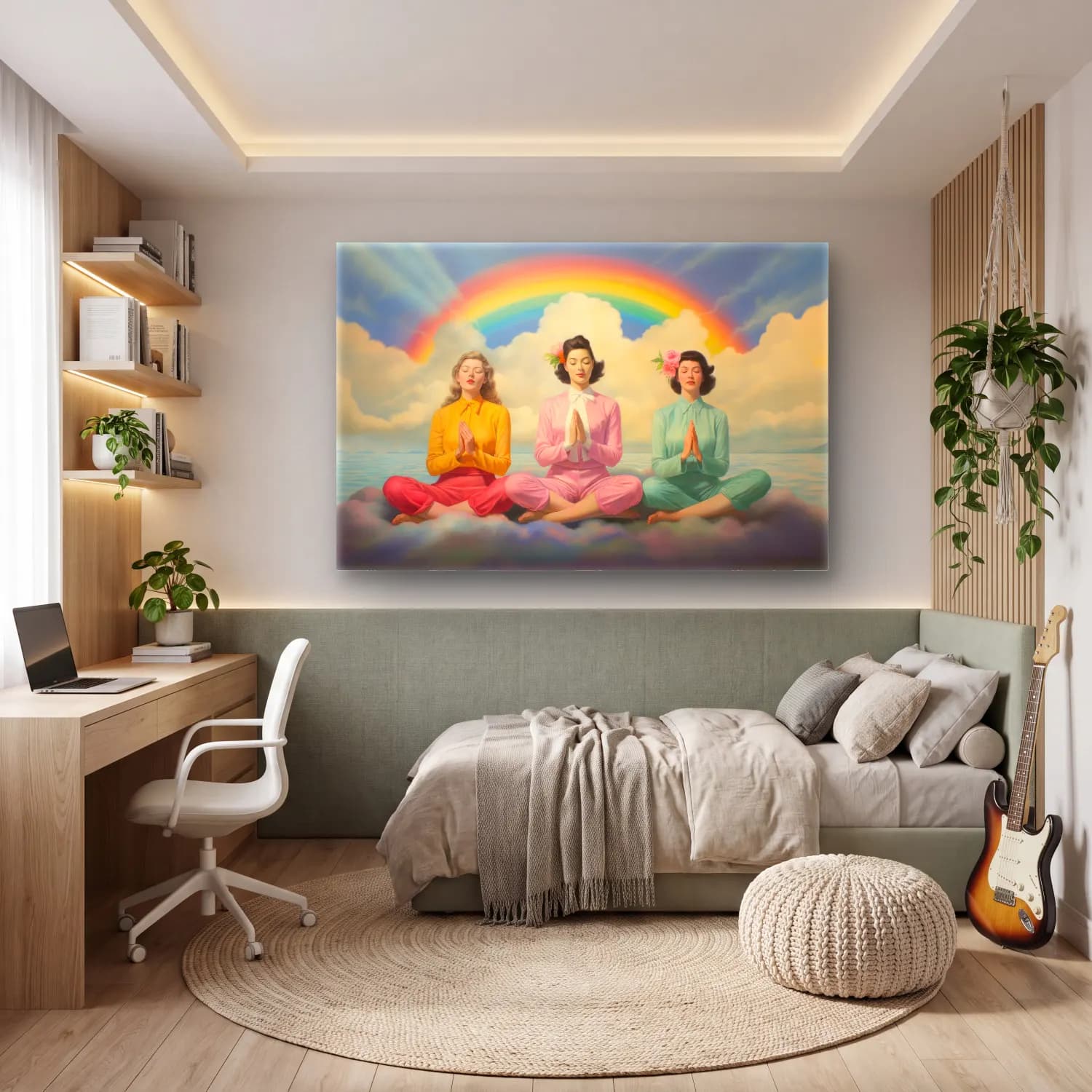 Pastel Dini Sahne cam tablo — genç odasında