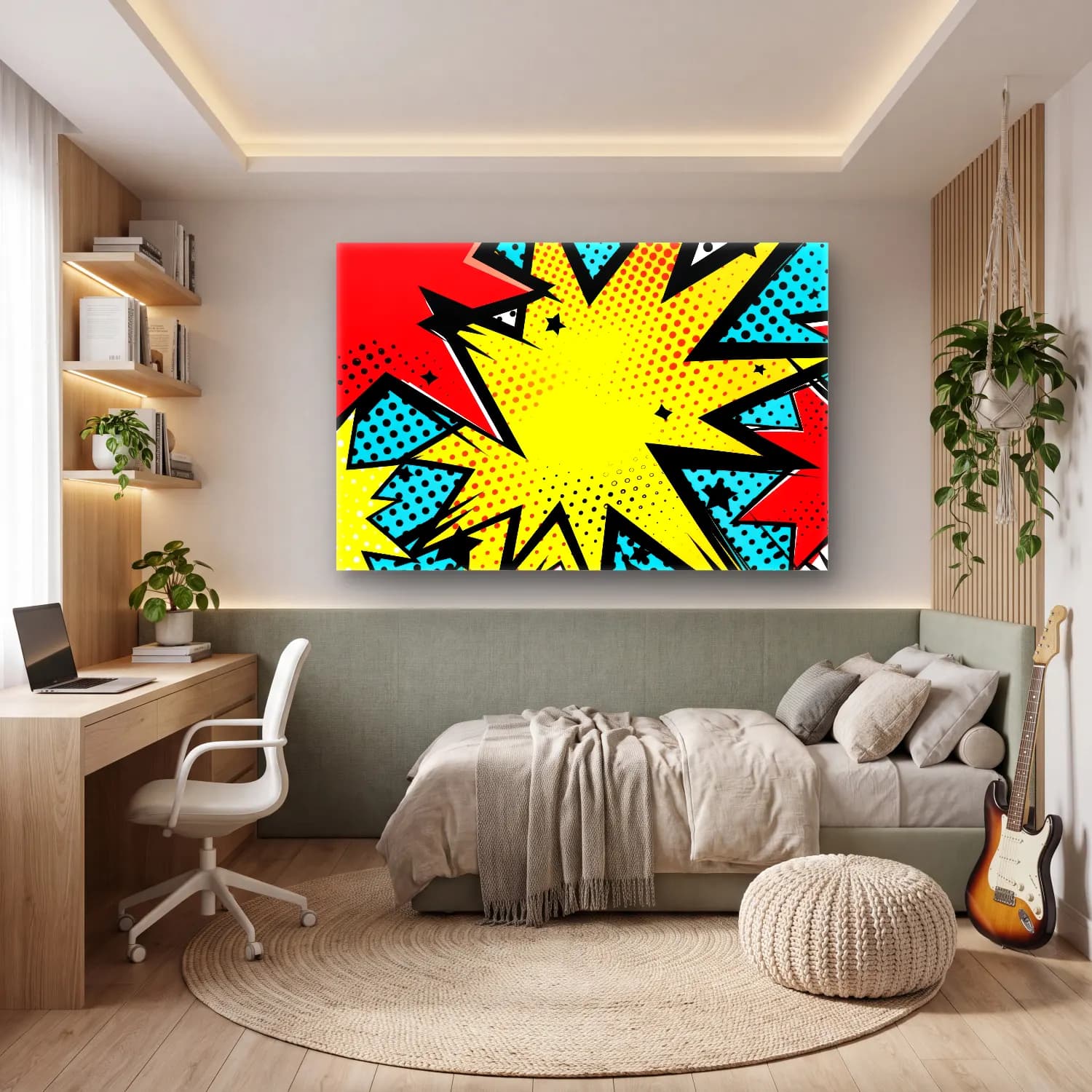 Pop Art Soyut Formlar cam tablo — genç odasında