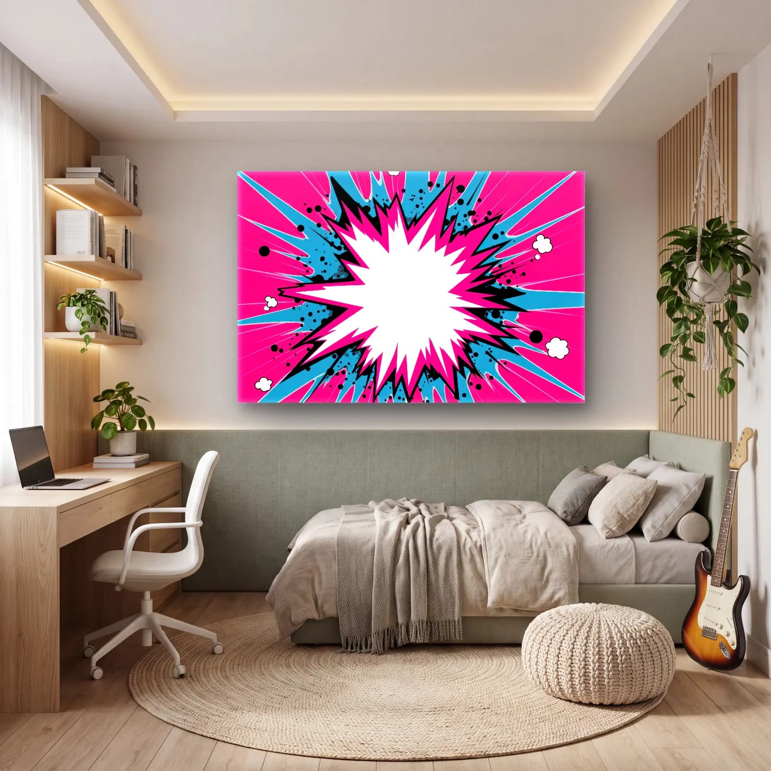 Pop Art Soyut Formlar – Pembe Tonlar cam tablo — genç odasında