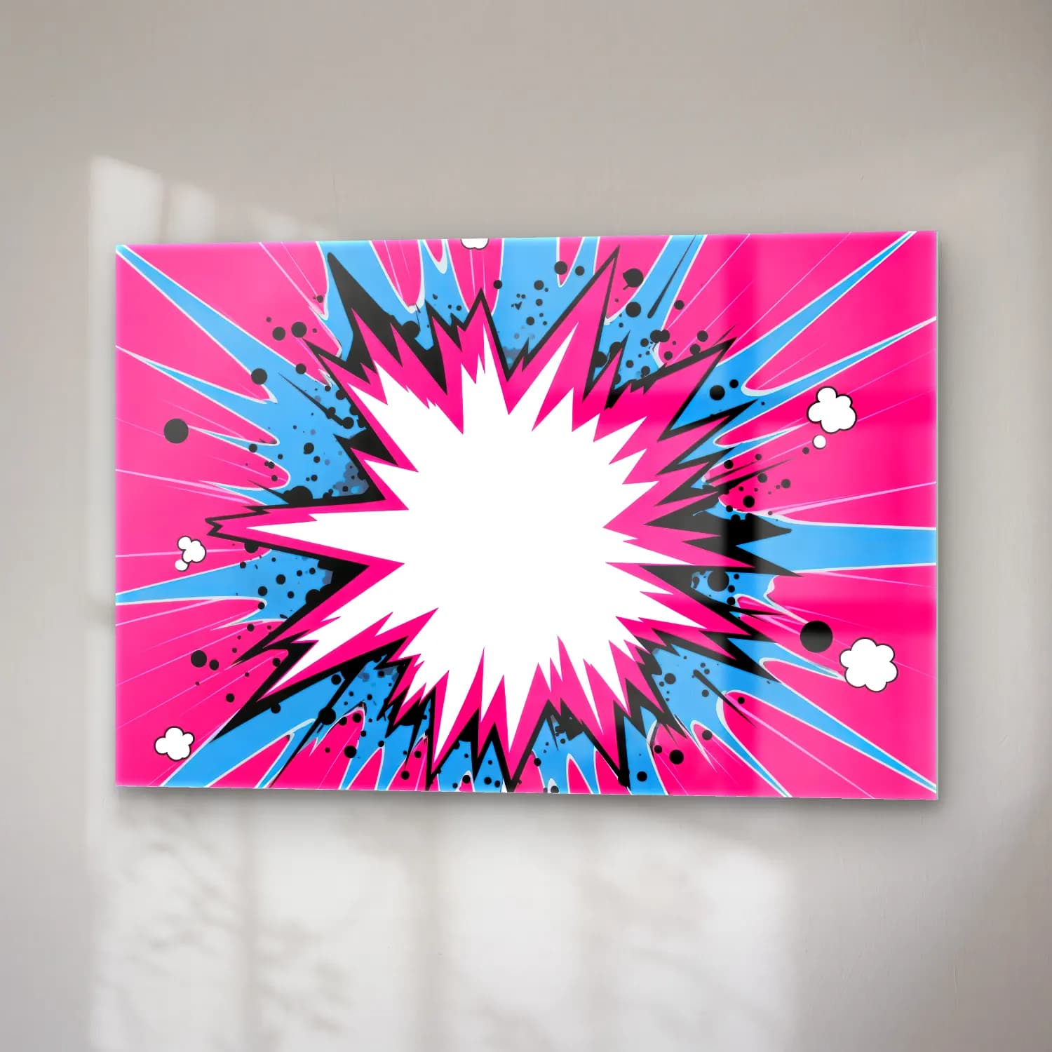 Pop Art Soyut Formlar – Pembe Tonlar cam tablo — sağ açıdan görünüm