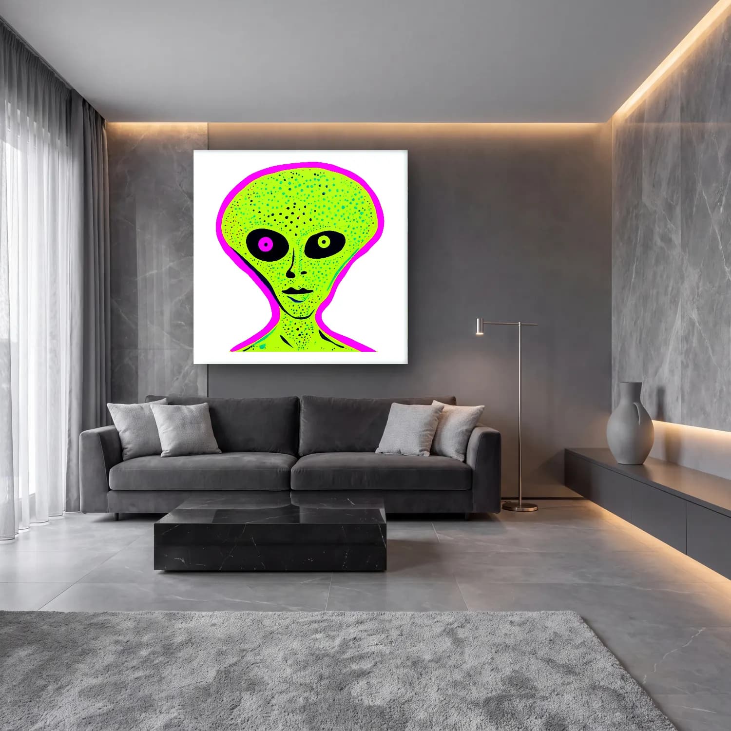 Pop Art Astronot cam tablo — lüks salon duvarında