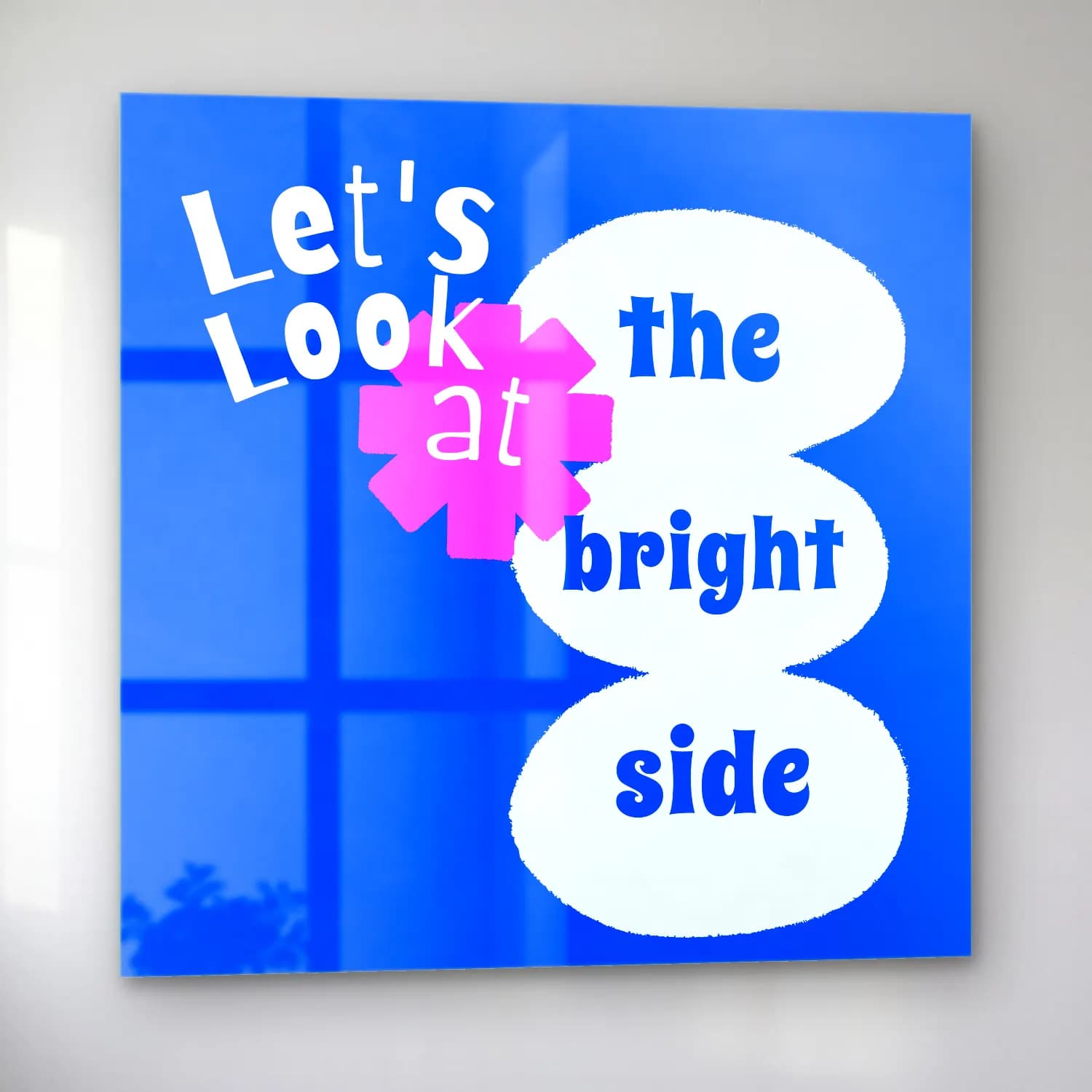 Pop Art Yazılı Tasarım cam tablo — sol açıdan görünüm