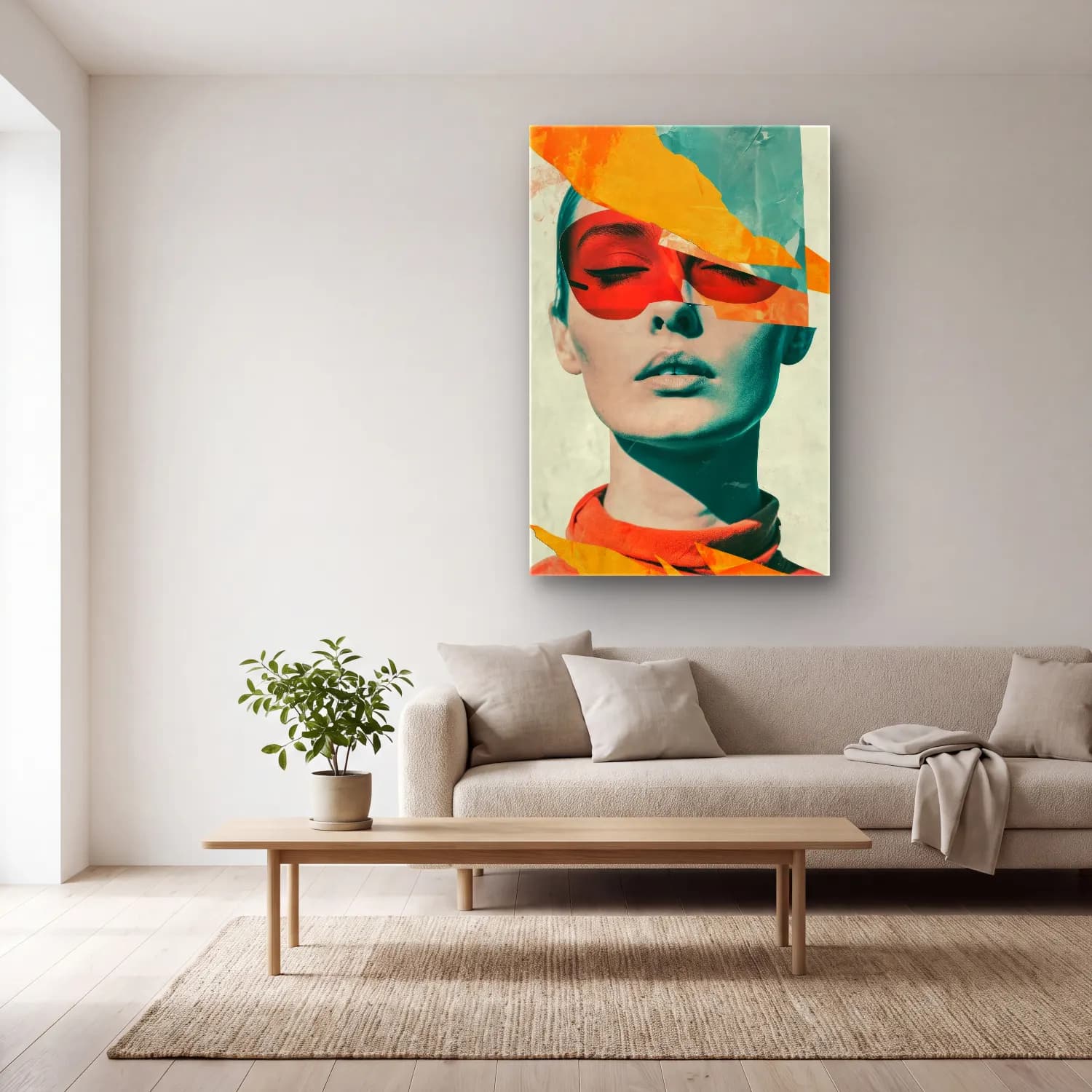 Pop Art Moda İllüstrasyonu – Turuncu Tonlar cam tablo — açık renk salonda