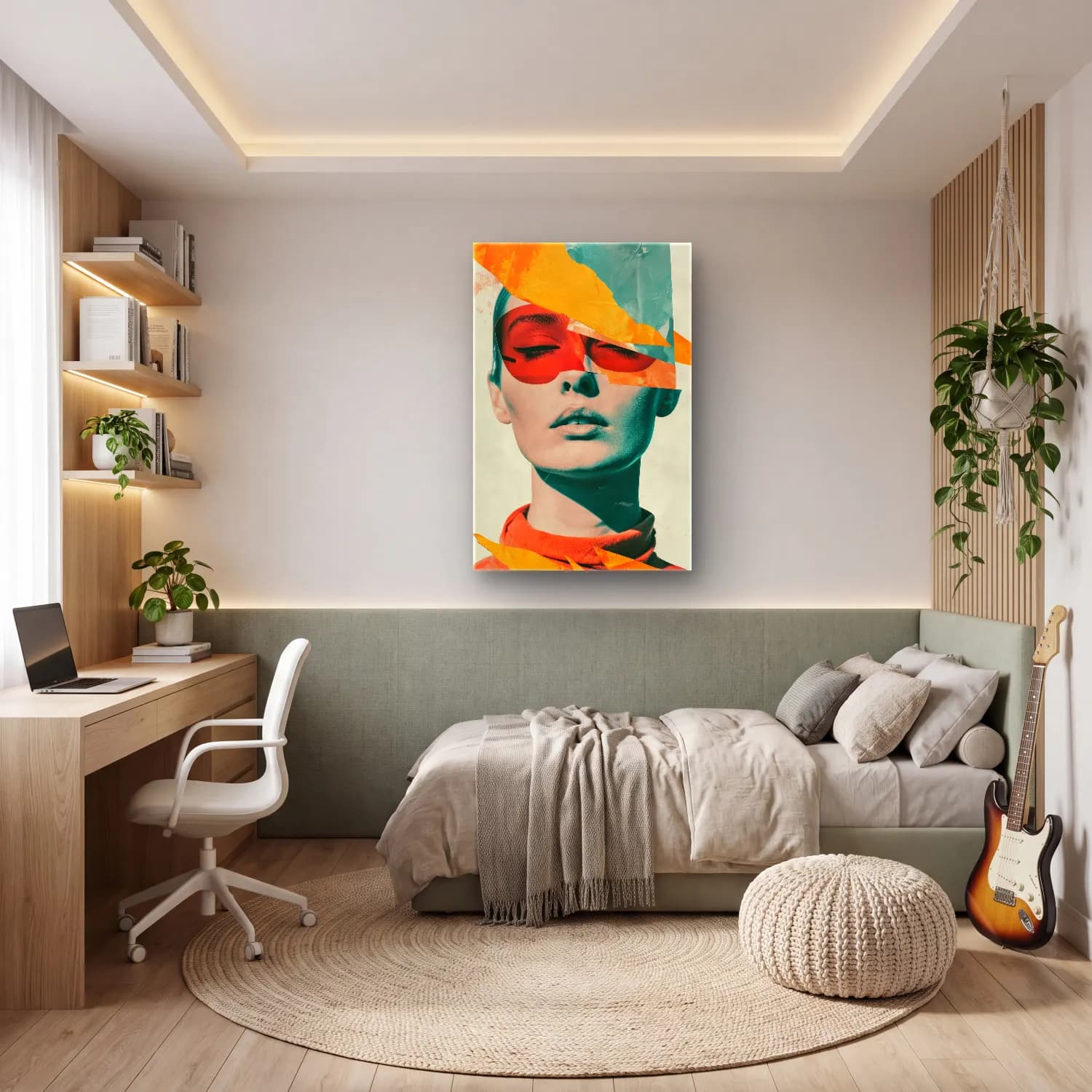 Pop Art Moda İllüstrasyonu – Turuncu Tonlar cam tablo — genç odasında