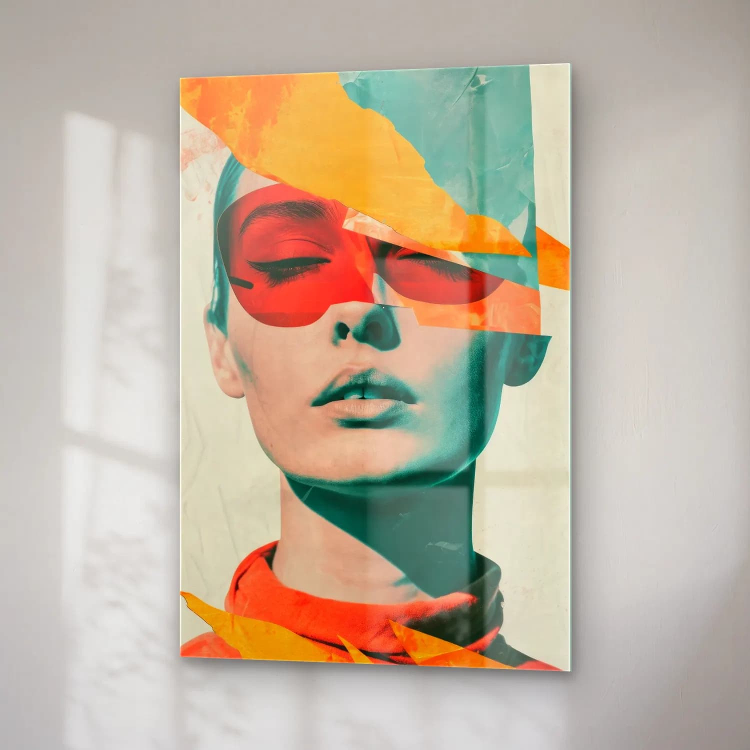 Pop Art Moda İllüstrasyonu – Turuncu Tonlar cam tablo — sağ açıdan görünüm