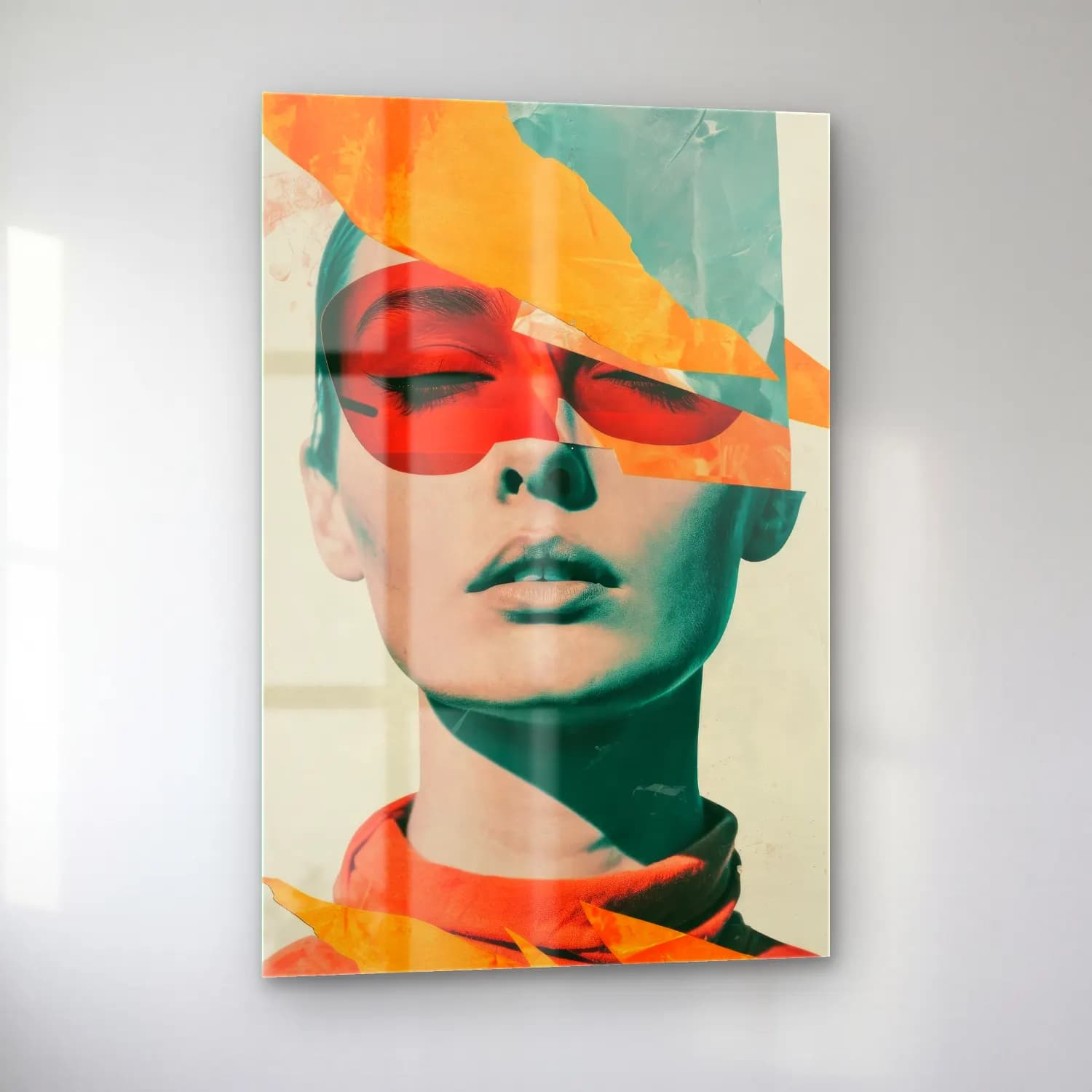 Pop Art Moda İllüstrasyonu – Turuncu Tonlar cam tablo — sol açıdan görünüm