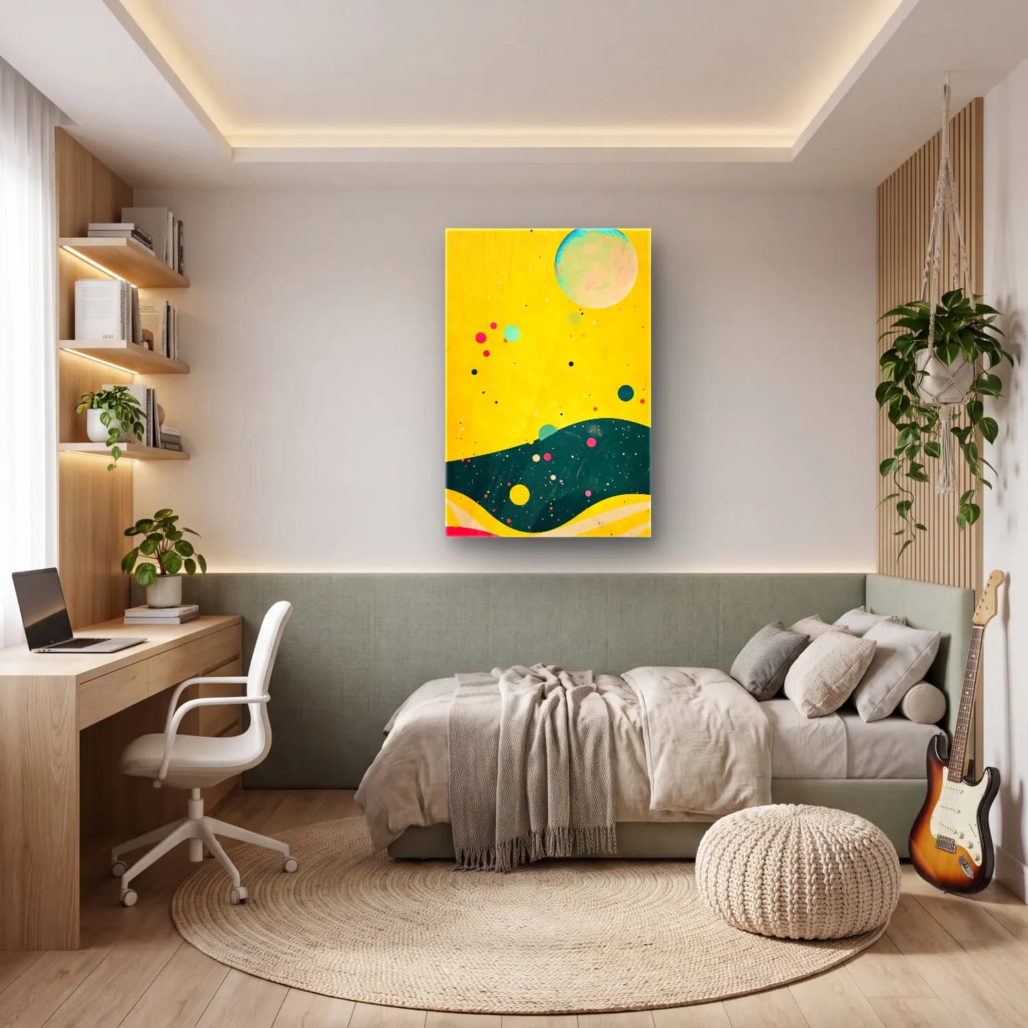 Modern Soyut Gezegenler No. 7 cam tablo — genç odasında