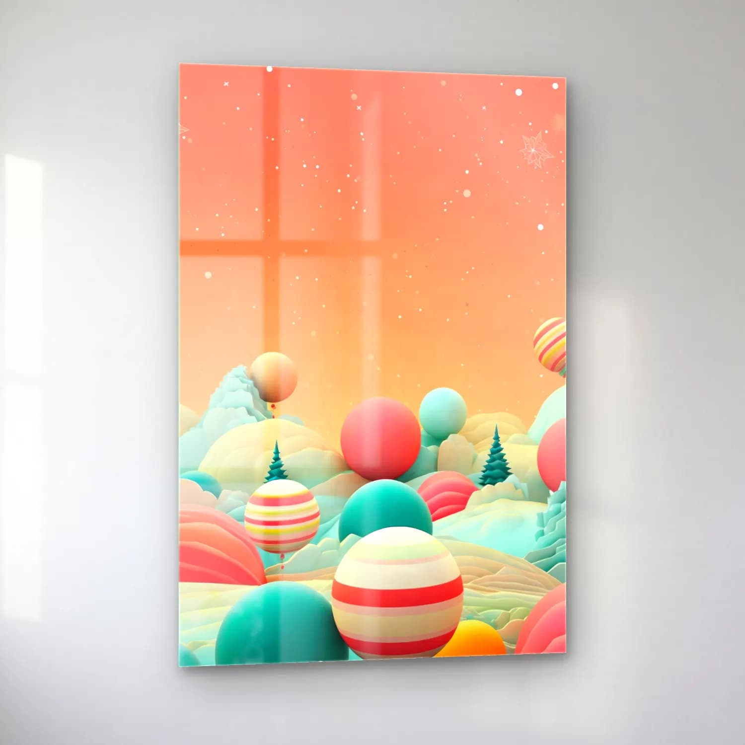 Pastel Soyut Manzara No. 12 cam tablo — sol açıdan görünüm