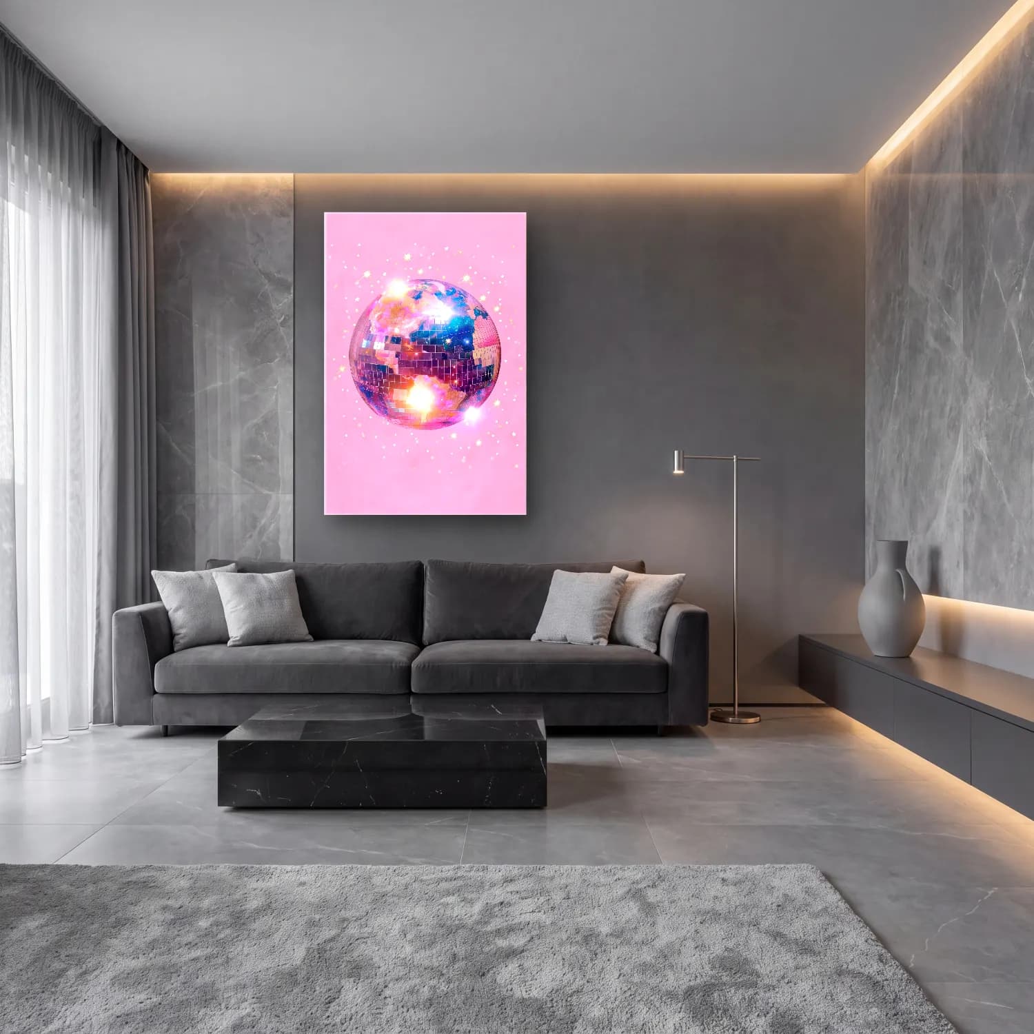 Pastel Dünya Haritası cam tablo — lüks salon duvarında