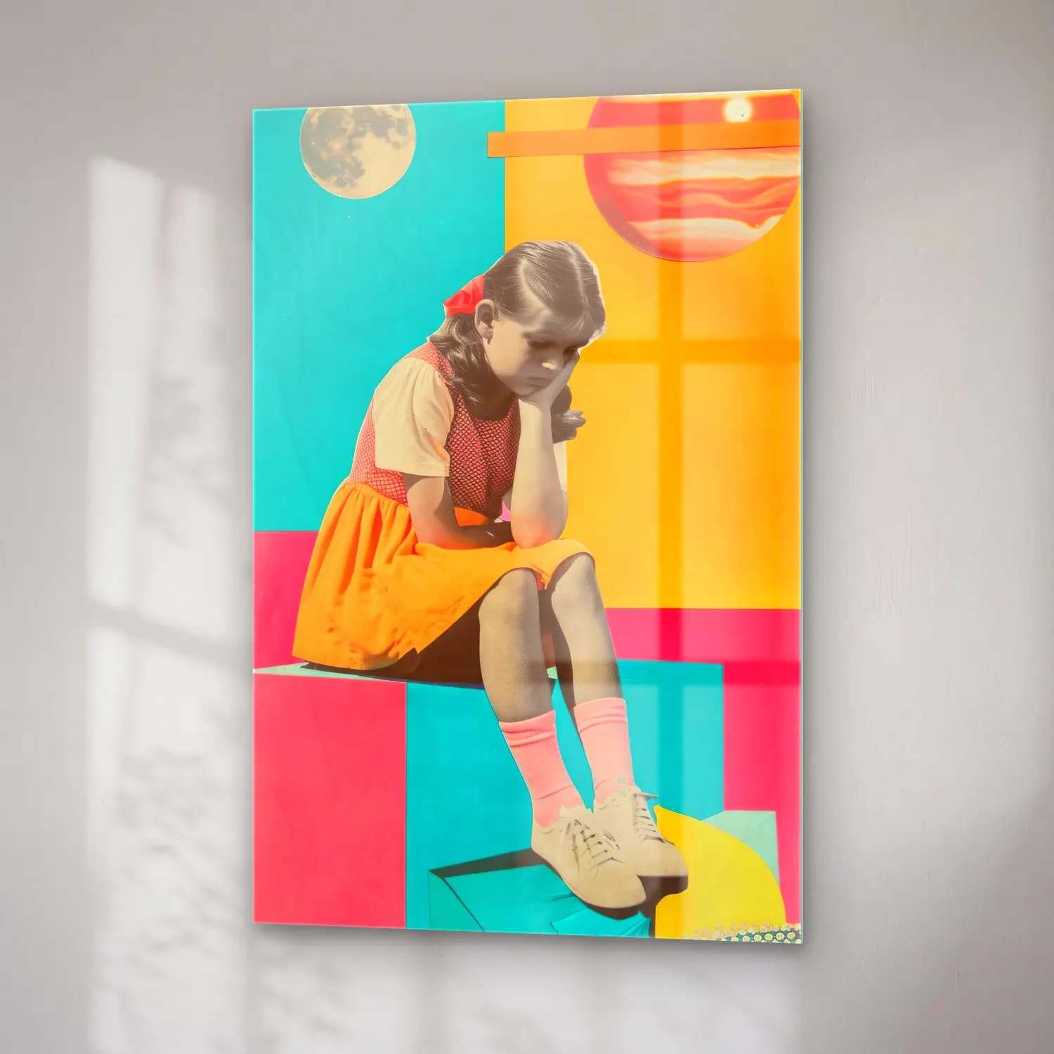 Pop Art Kız Çocuğu Portresi No. 4 cam tablo — sağ açıdan görünüm