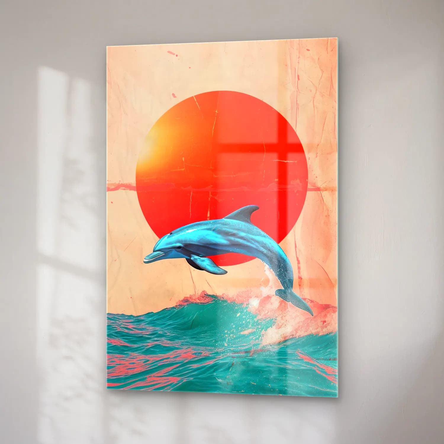 Pastel Balina No. 4 cam tablo — sağ açıdan görünüm