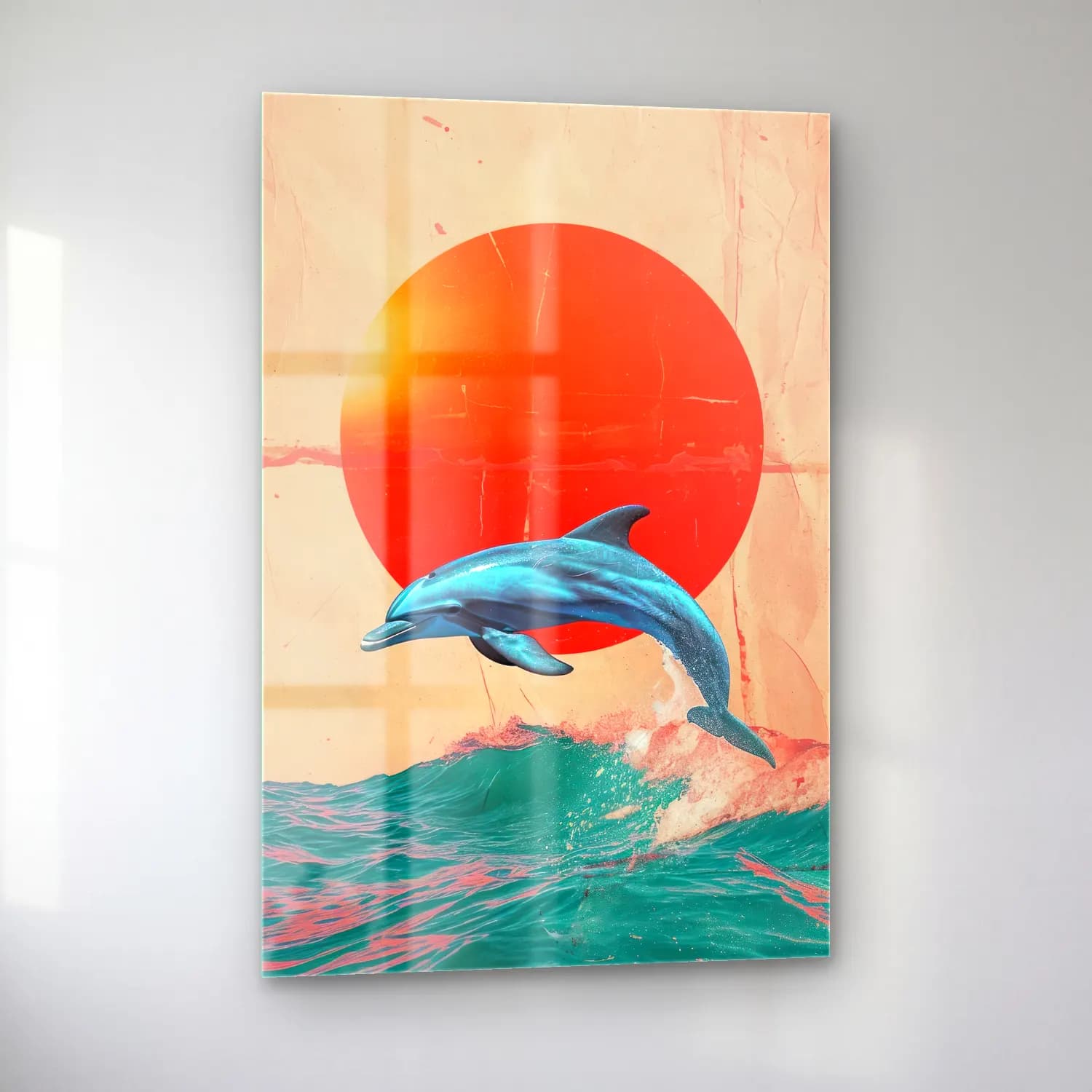 Pastel Balina No. 4 cam tablo — sol açıdan görünüm