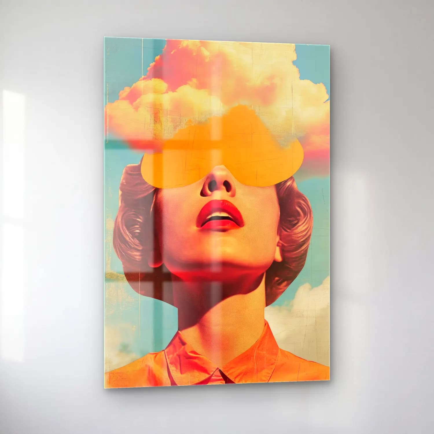 Pop Art Soyut Yüz No. 5 cam tablo — sol açıdan görünüm