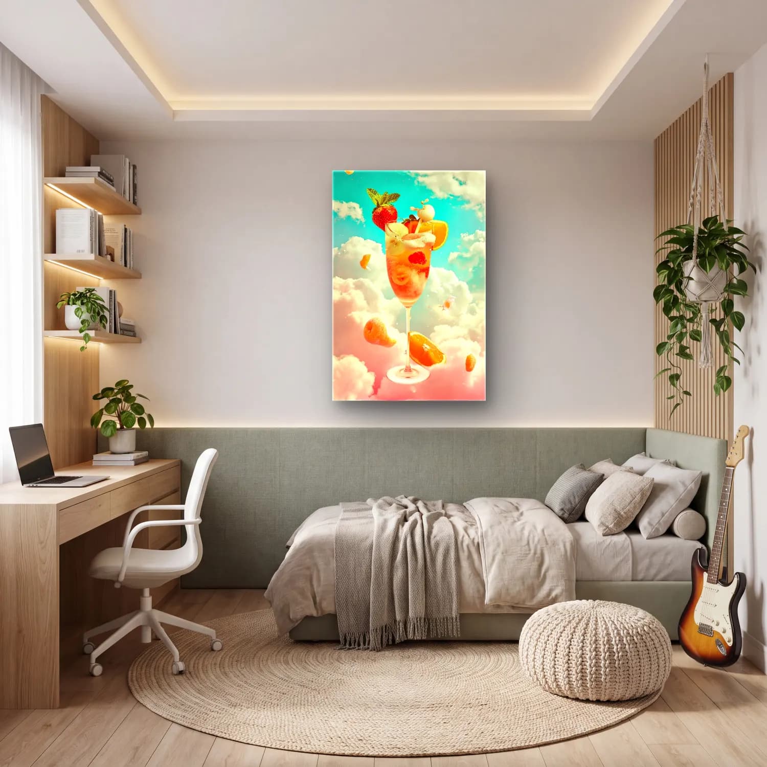 Pastel Kokteyl – Turuncu Tonlar cam tablo — genç odasında