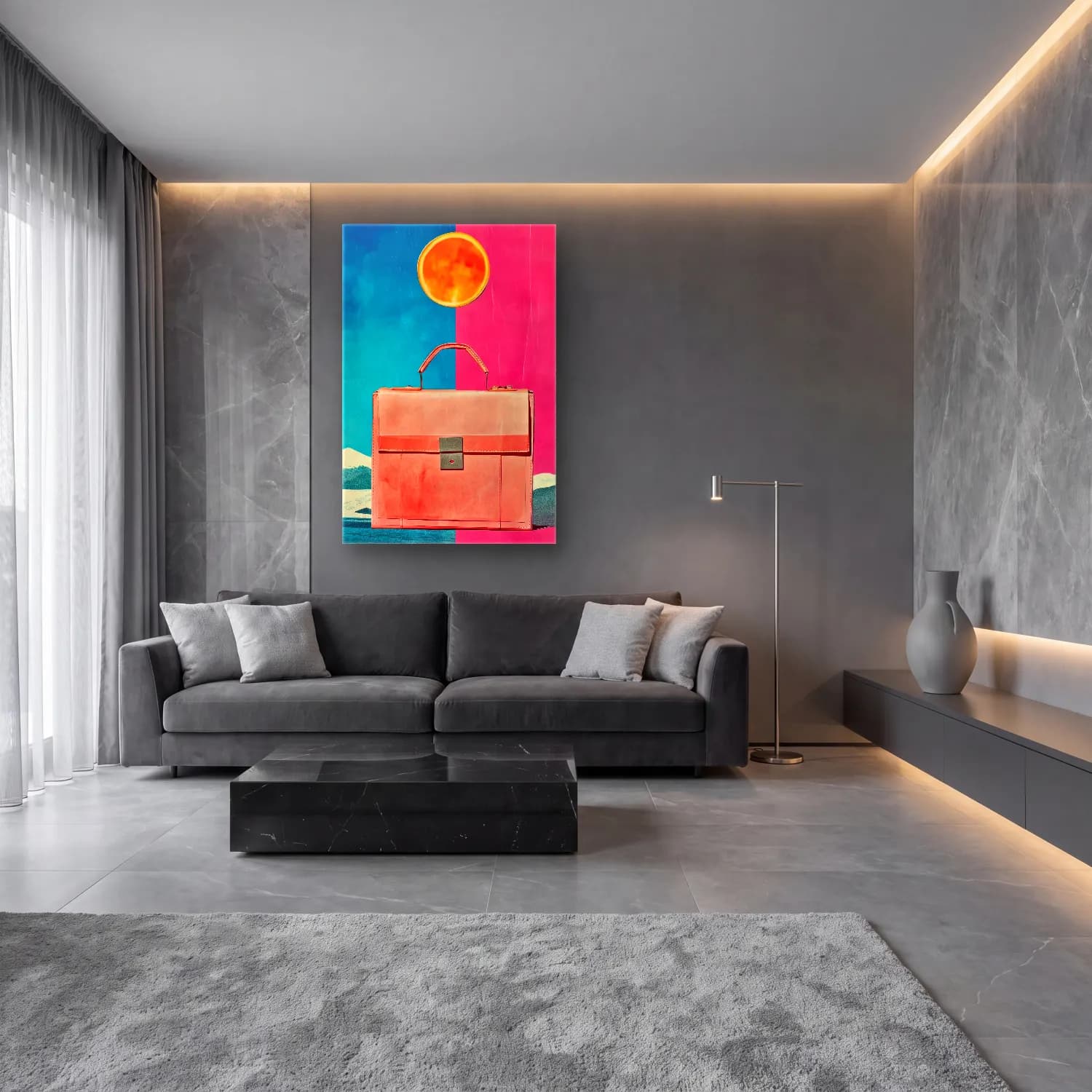 Pastel Topuklu Ayakkabı ve Çanta No. 5 cam tablo — lüks salon duvarında